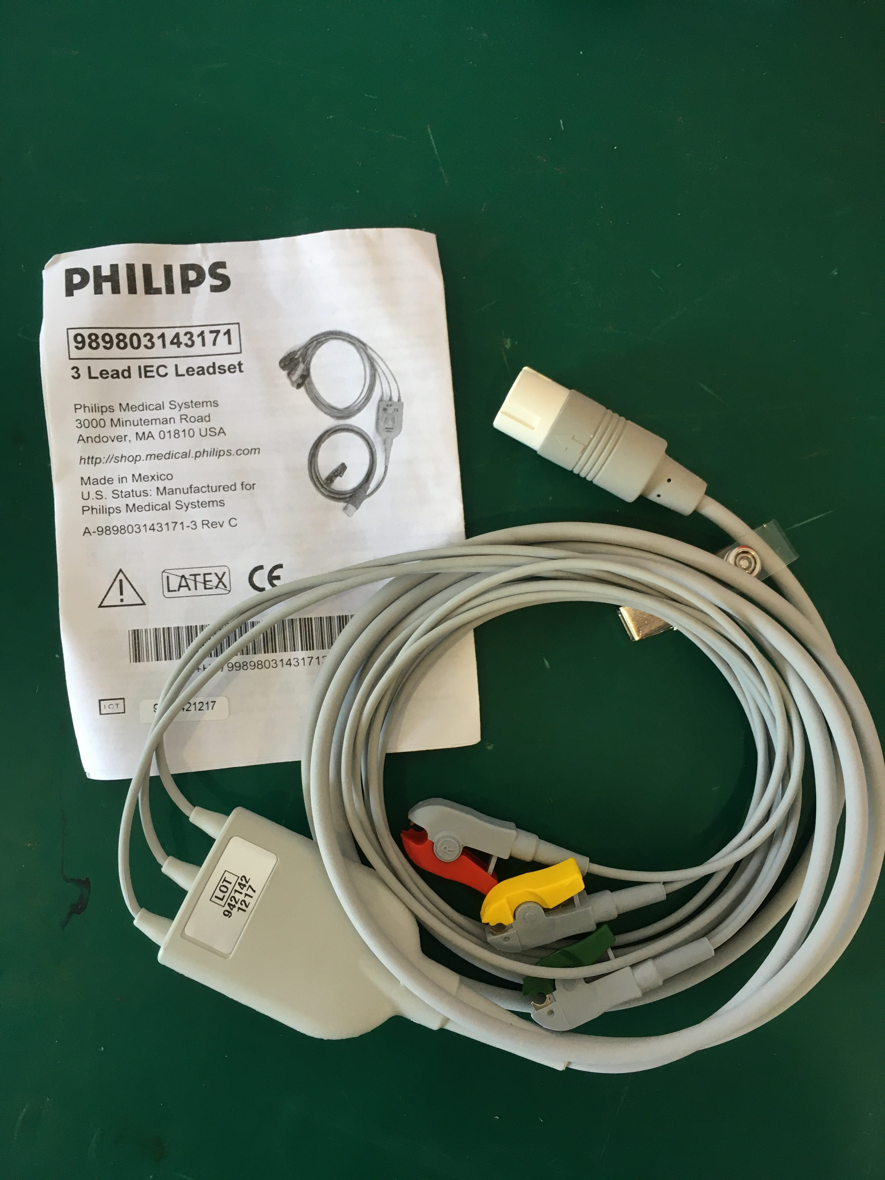 Philips ECG 3 derivaciones IEC líder PN 98980314317