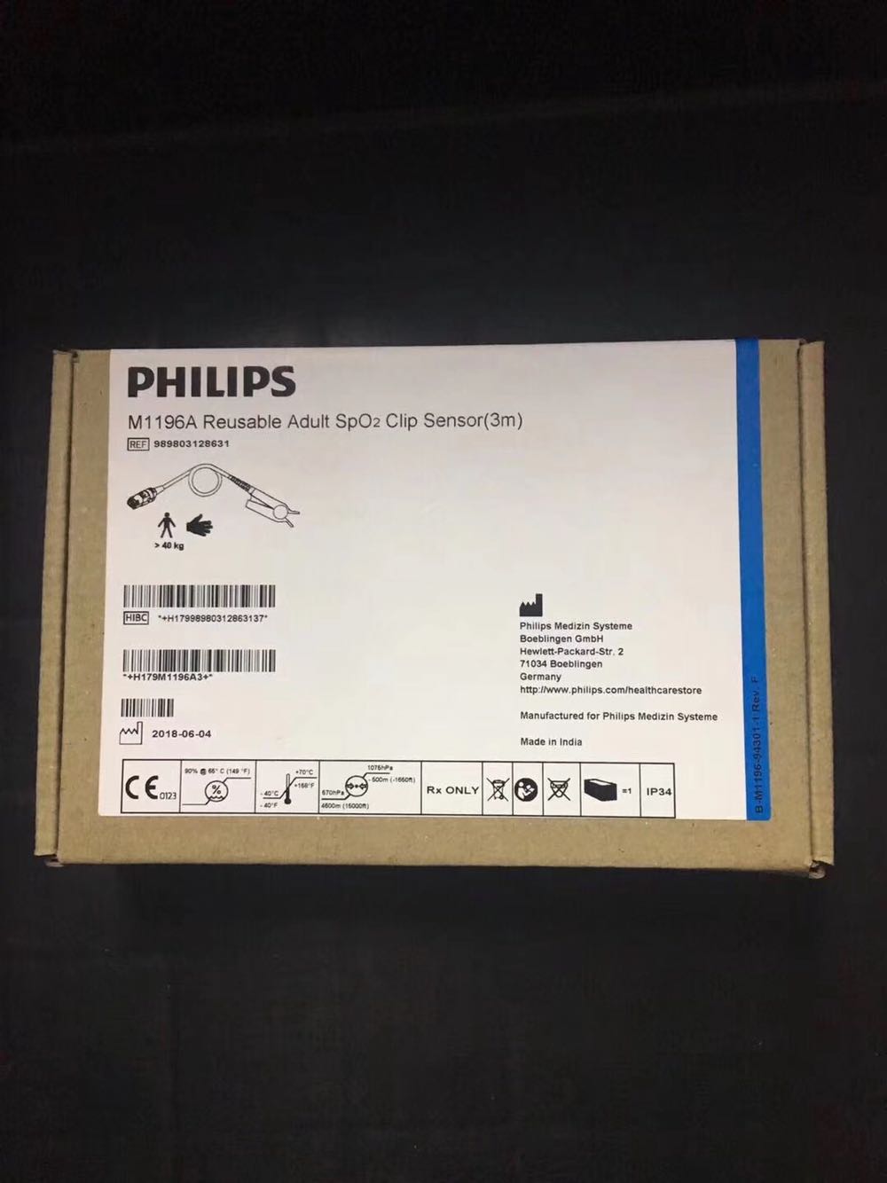 PHILIPS M1196A Penderia klip Spo2 Dewasa Boleh Digunakan Semula(3m)