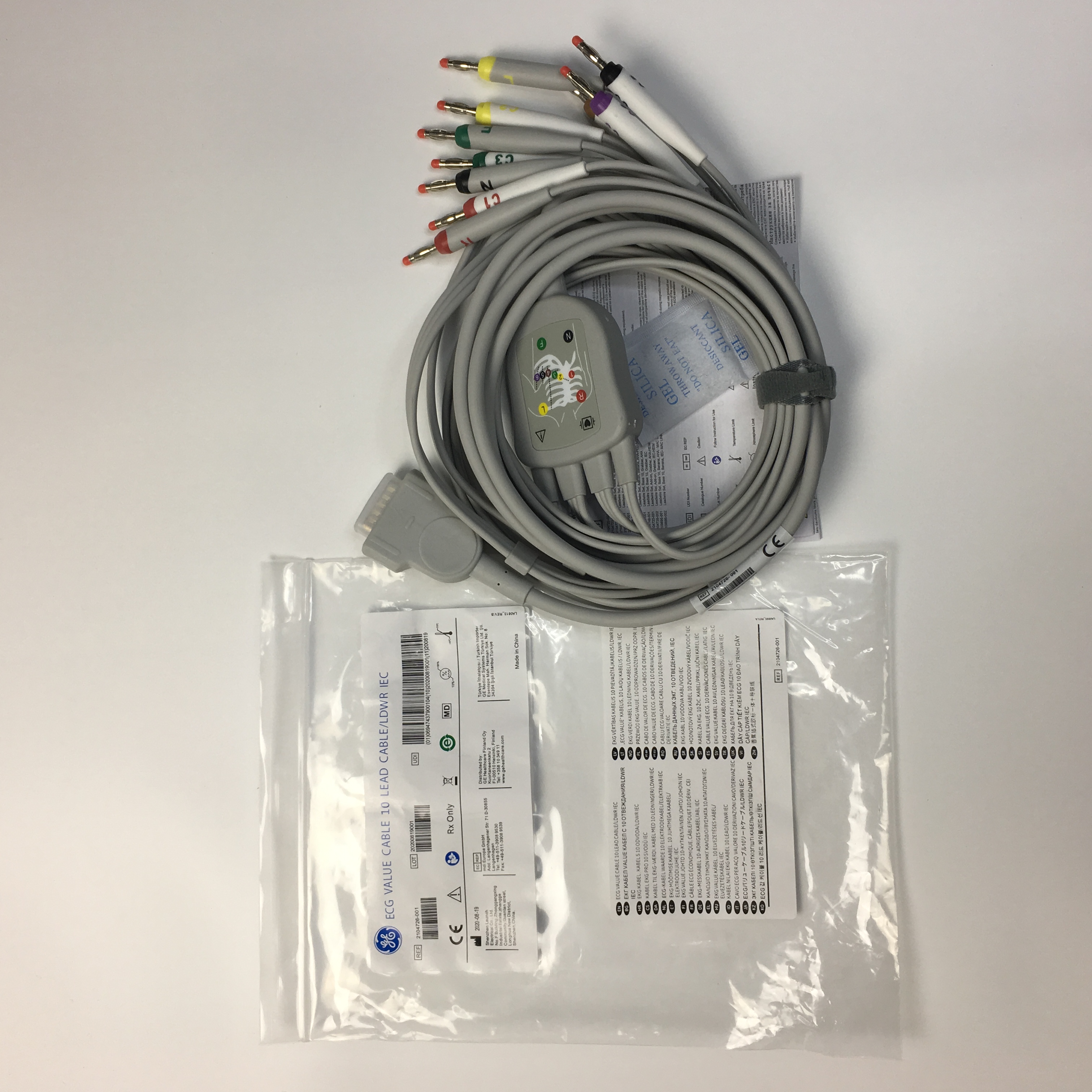 GE 2104726-001 สายเคเบิลค่า ECG 10 สายเคเบิล LDWR IEC