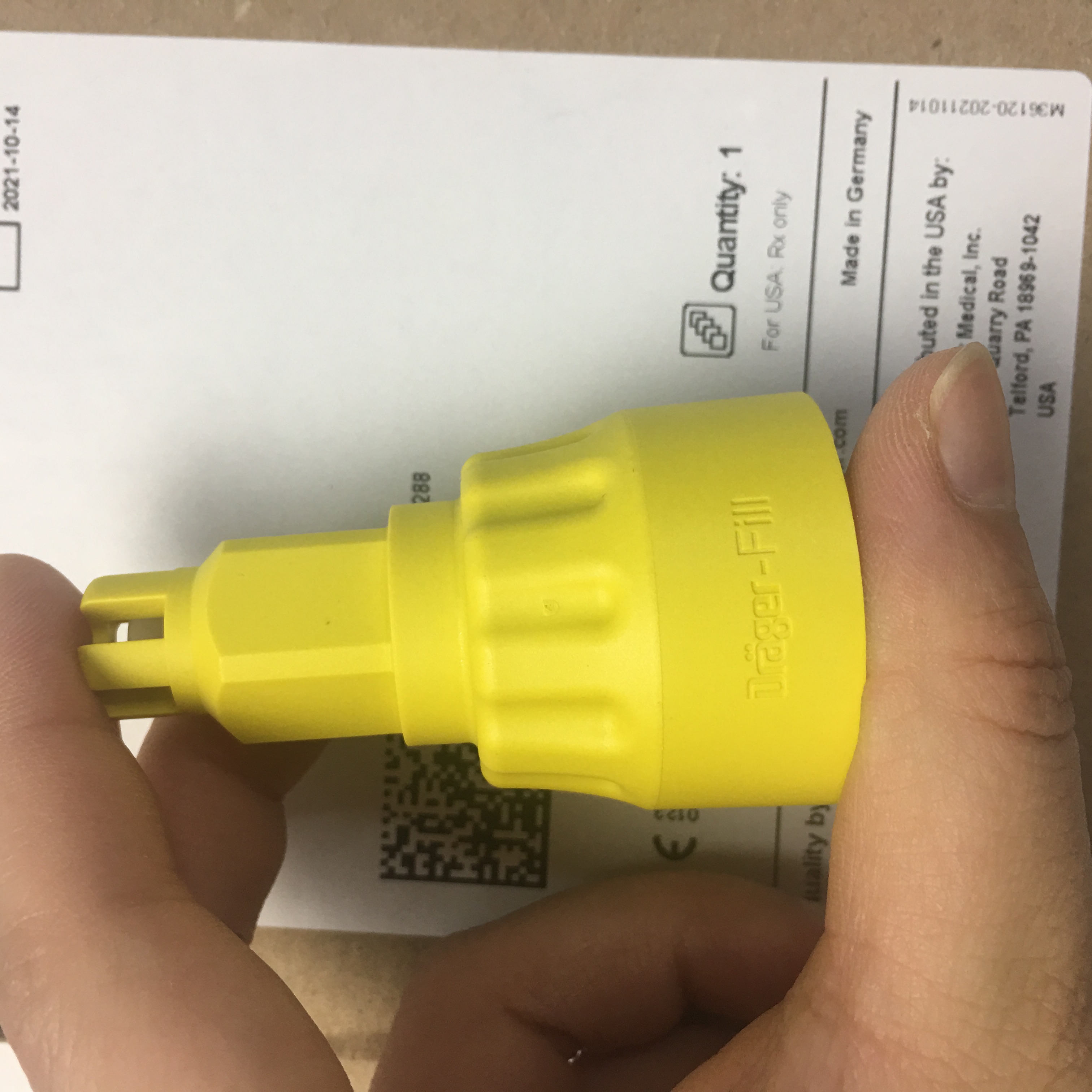 Drager M36120 Sevoflurane Vaporizer Filling Adapter S Yellow