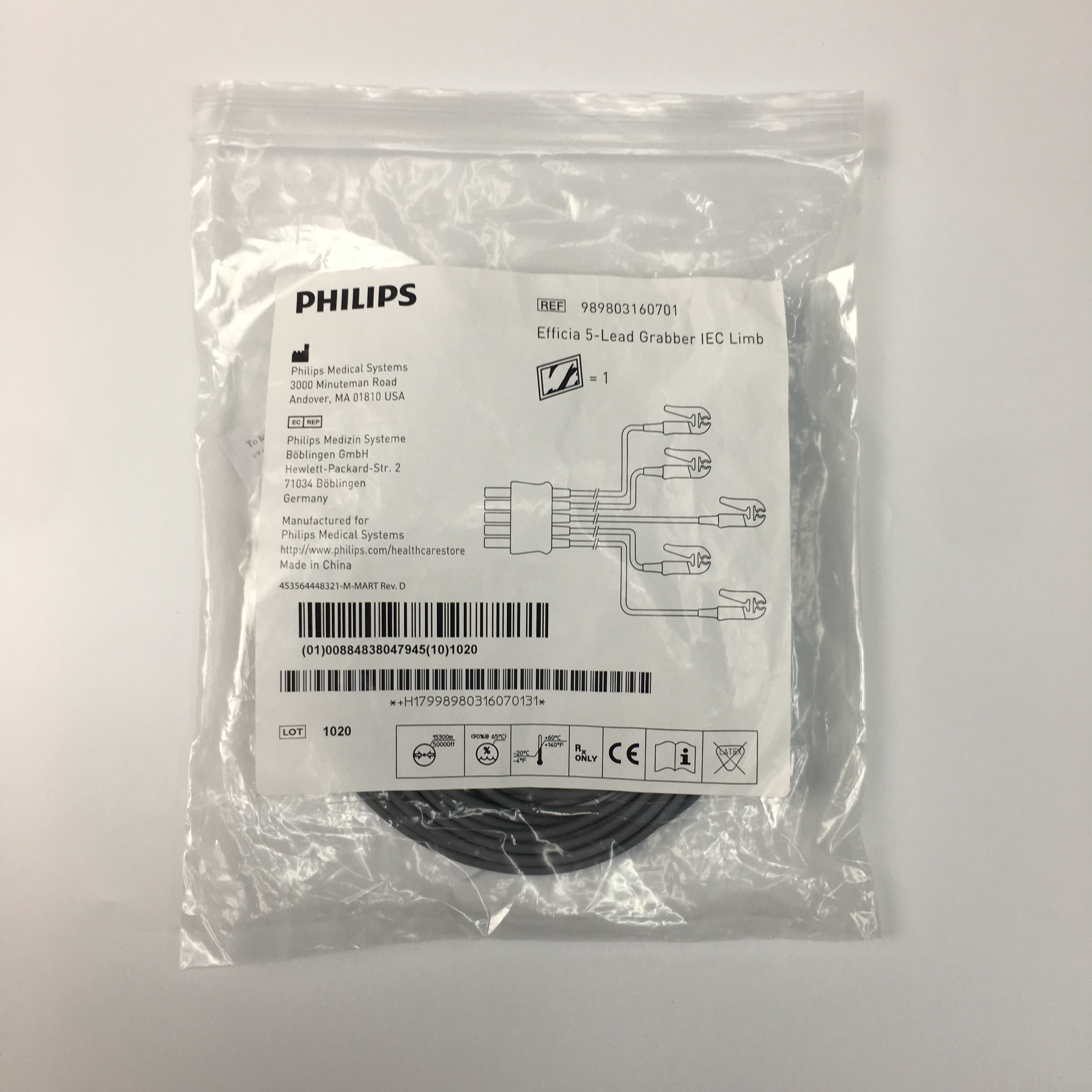 Philips Efficia Adult Clip 5-Lead Grabber IEC Limb 989803160701