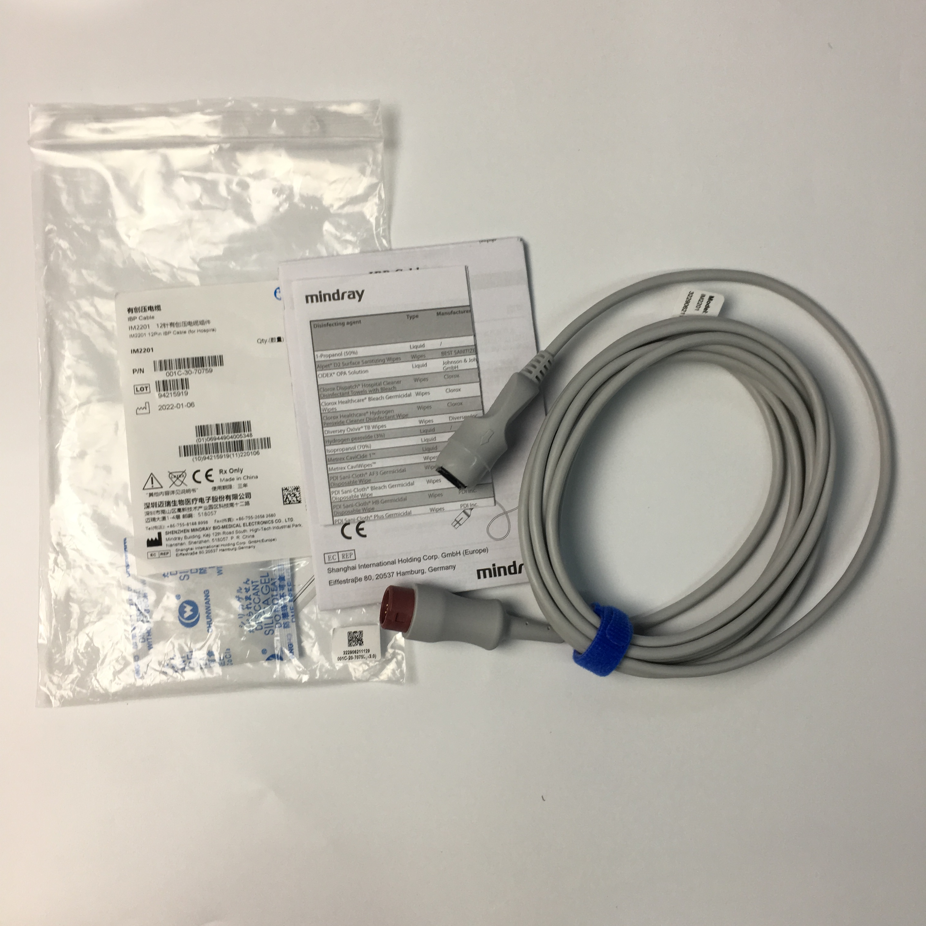Mindray IPMTN series IBP Cable to Abbott connector IM2201 12 Pin IBP Cable for Hospira PN 001C-30-70759