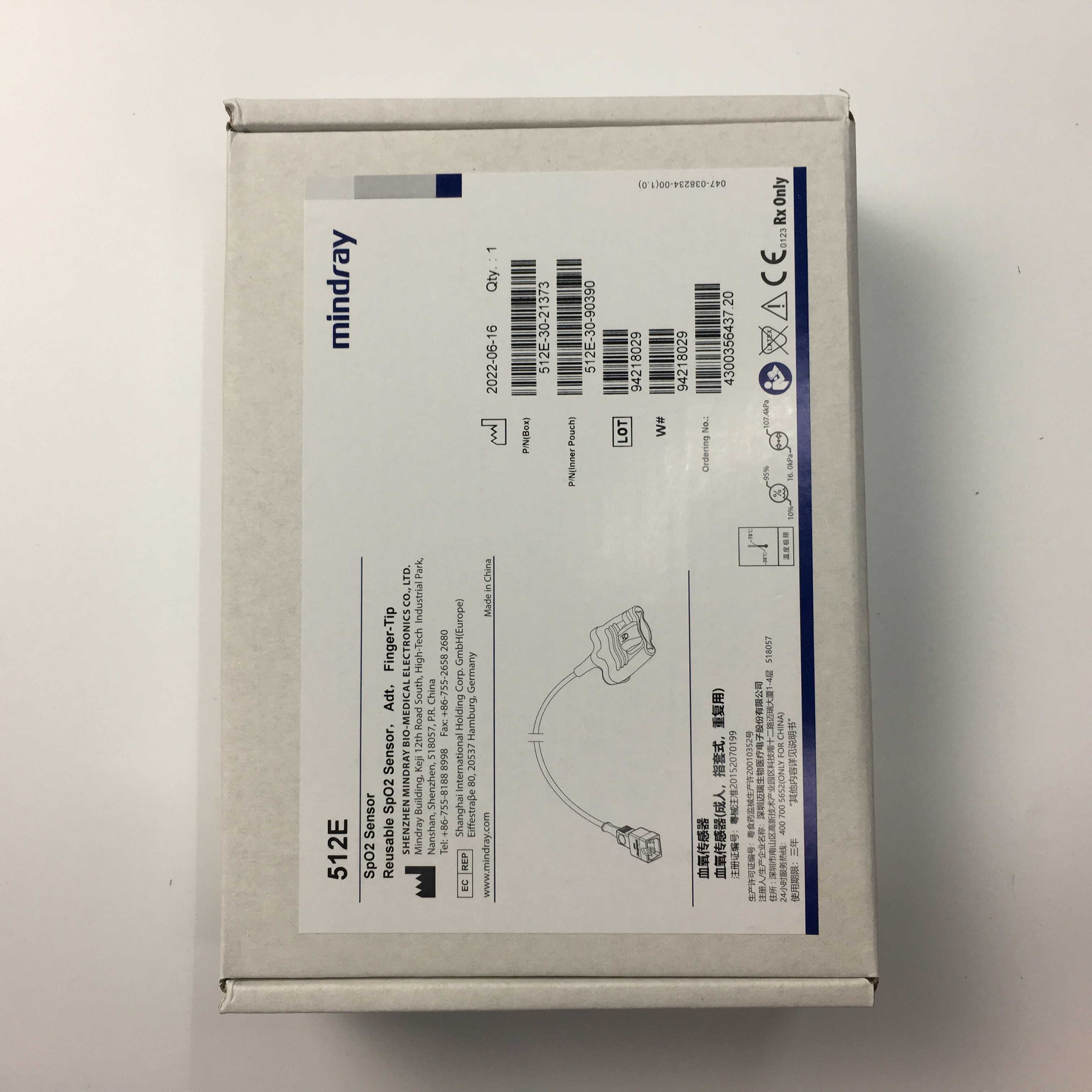 Mindray 512E Reusable Spo2 Sensor ‚Adt‚Finger Tip 512E-30-21373 512E-30-90390