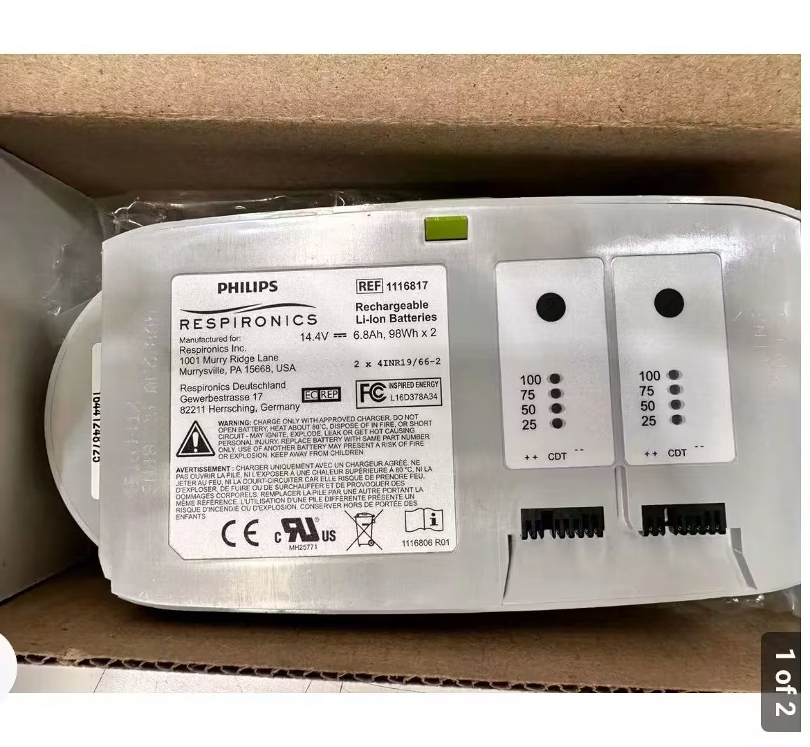 Philips Respironics Batería recargable de iones de litio 14,4 V 6,8 Ah, 98 Wh REF 1116816 para el miniconcentrador de oxígeno SimplyGo