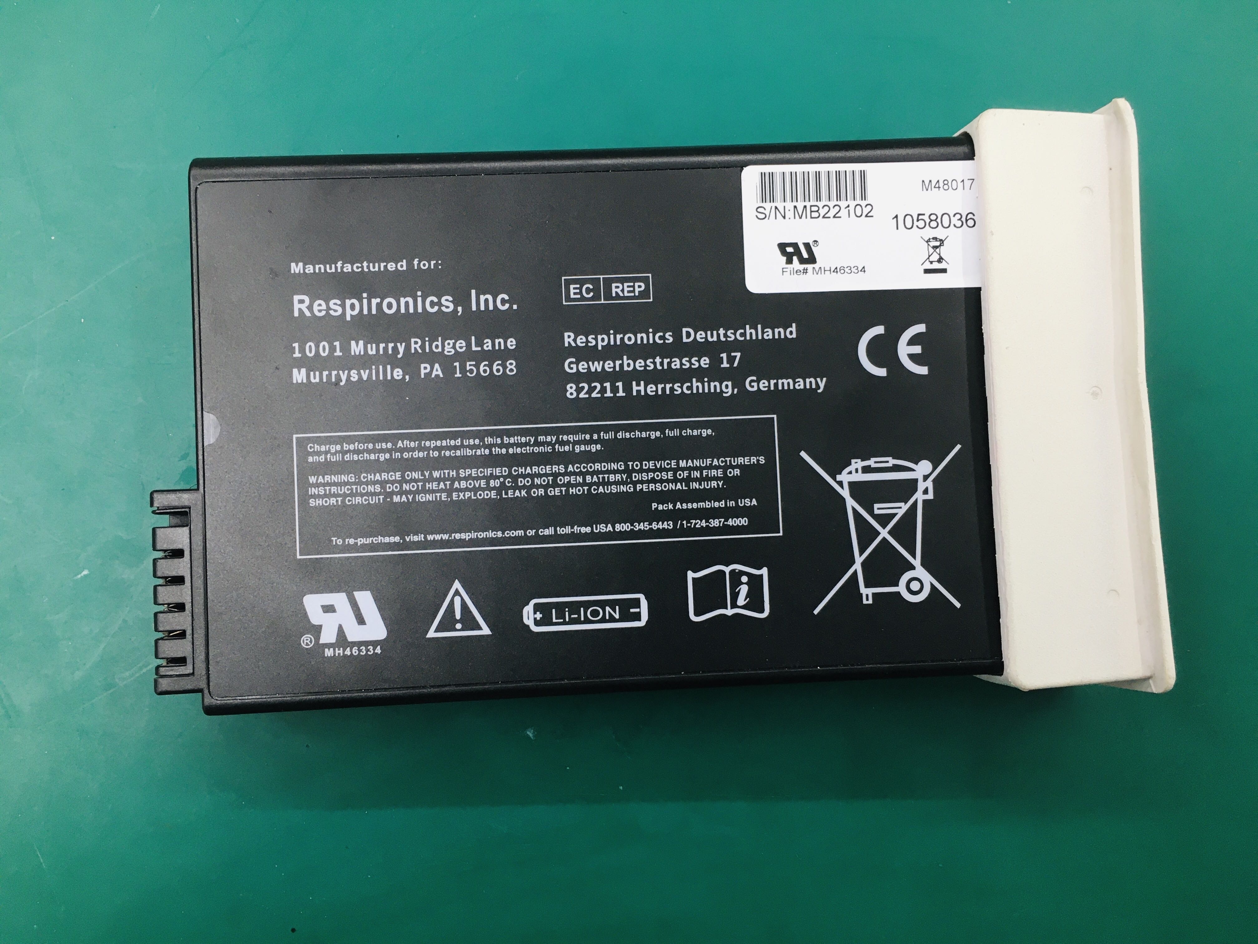 Respironics EverGo Simply Go Oxygen concentrator แบตเตอรี่ลิเธียมไอออน 14.4V REF 900 -102 DYNA-WJ CM2