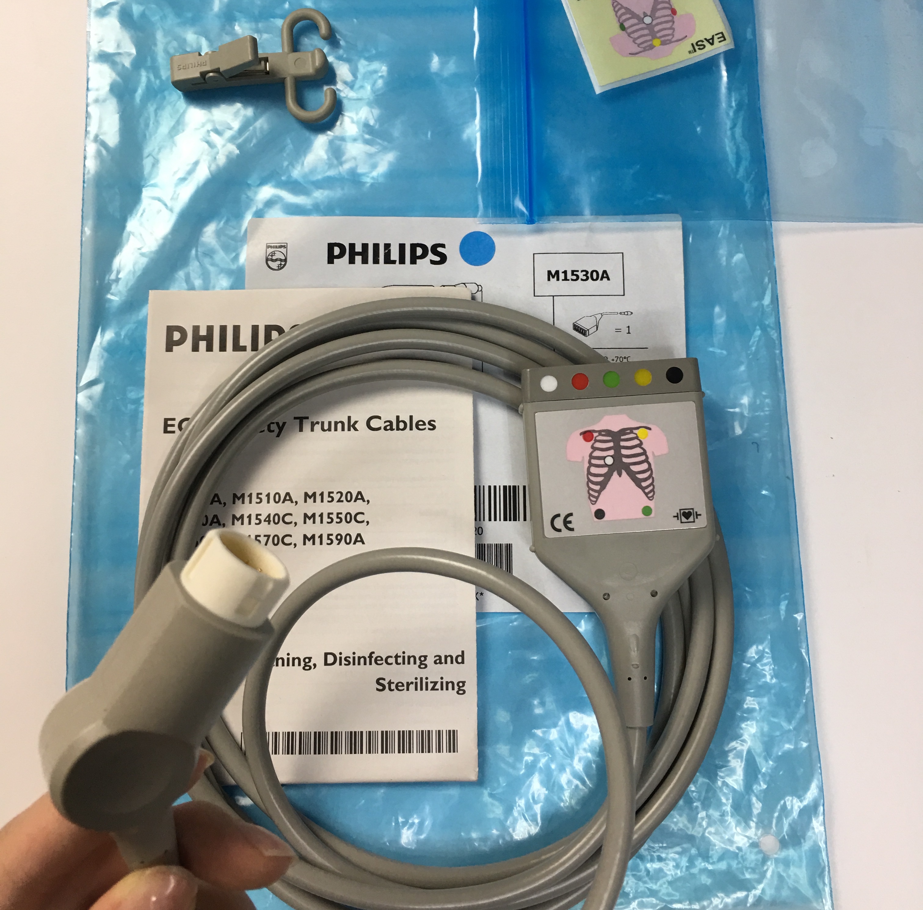 Philips patient monitor Adult 5 lead ECG trunk cable 12 pin IEC M1530A