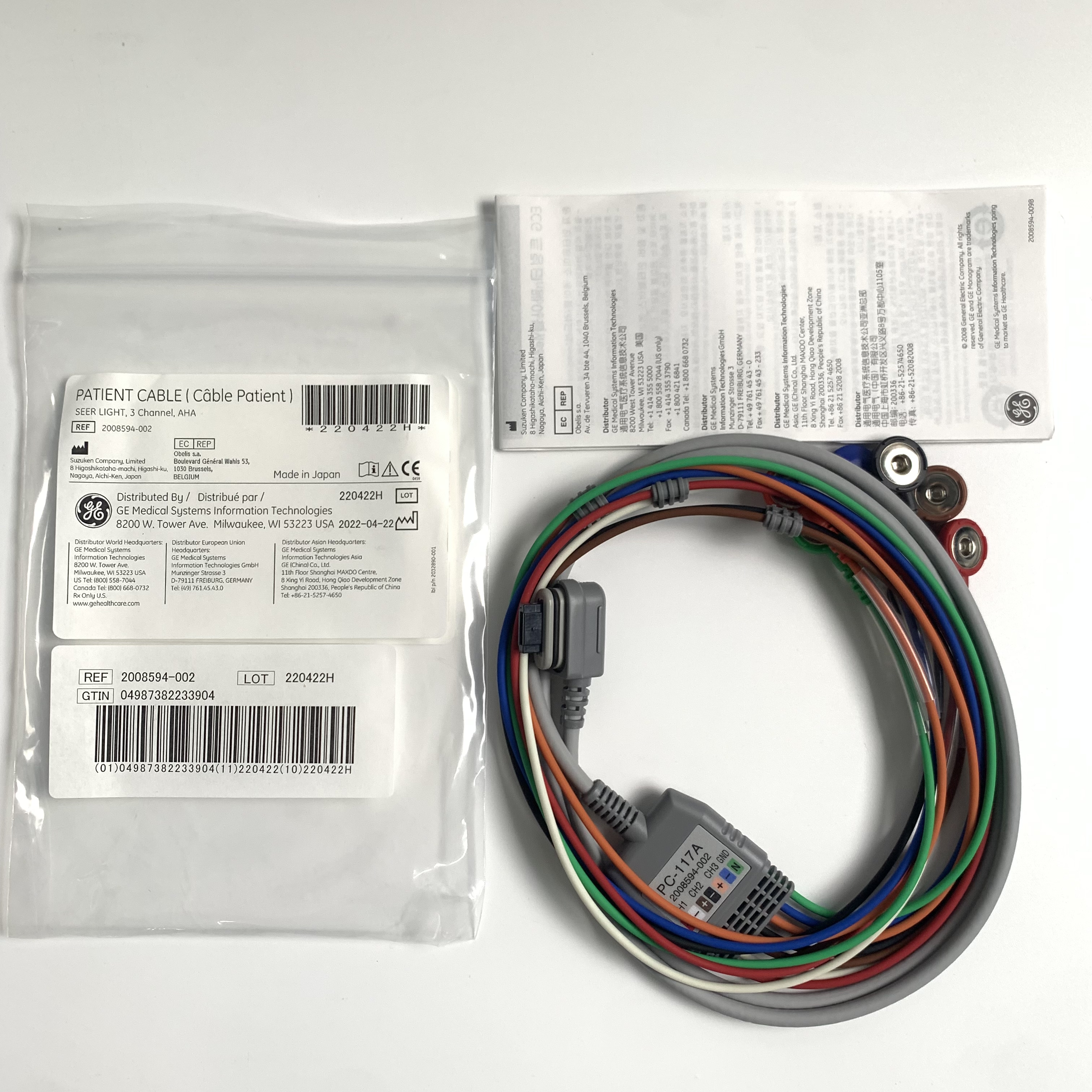 Kabel pesakit AHA GE SEER Light 3 saluran PC-117A RUJ 2008594-002