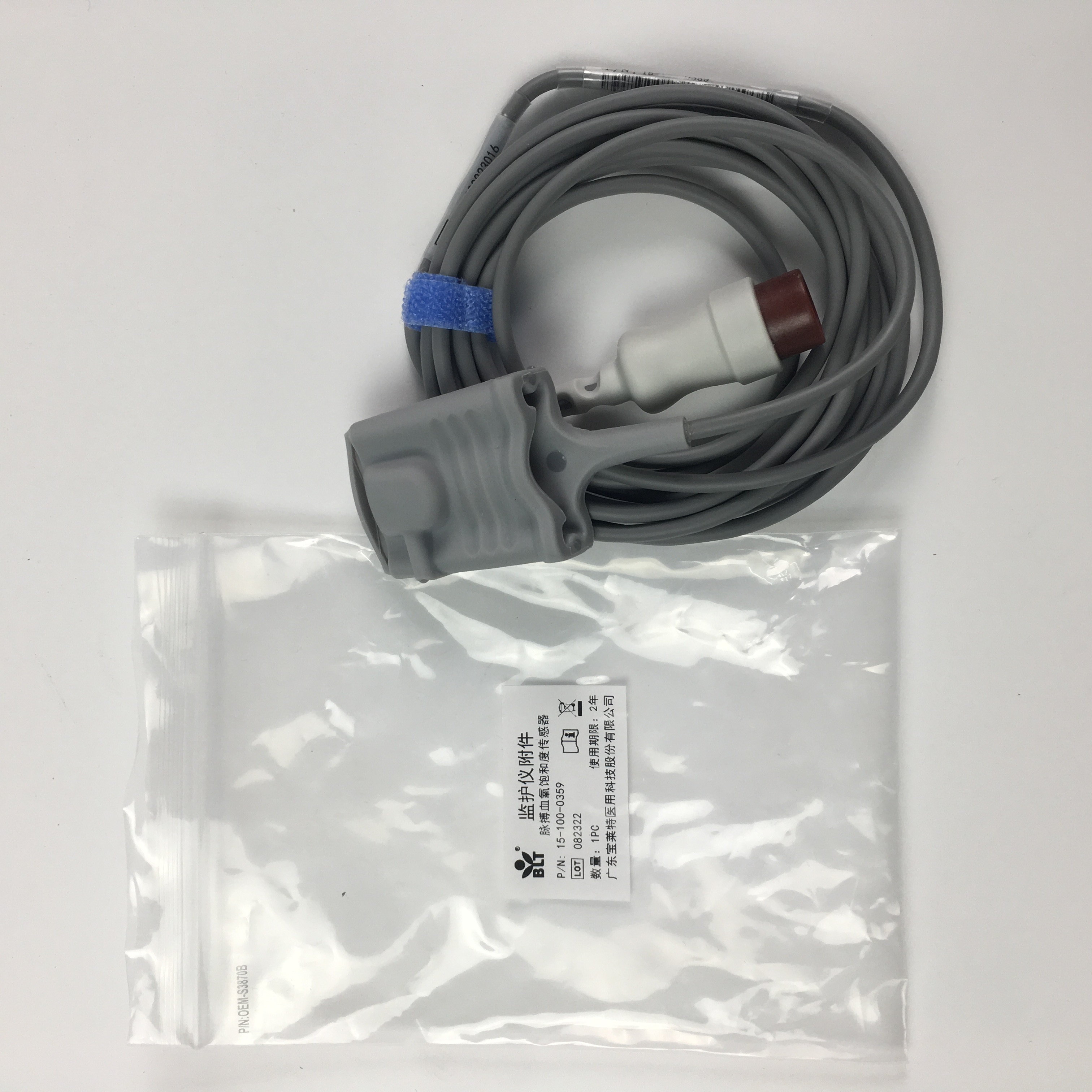 Biolight BLT  SPM10M12 series Adult pulse oximeter sensor 9pin  PN 15-100-0359
