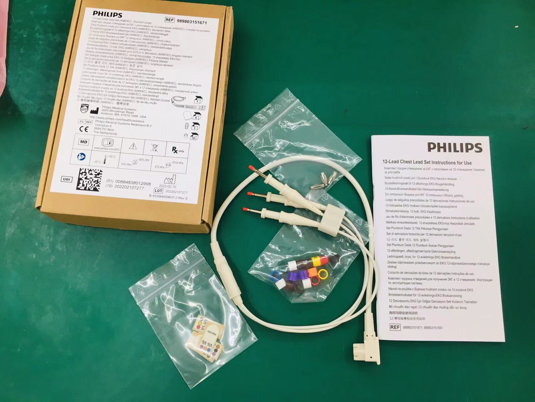 Philips 12 set plumbum anggota plumbum panjang standard AAMI IEC untuk mesin ECG siri PageWriter TC REF 989803151671