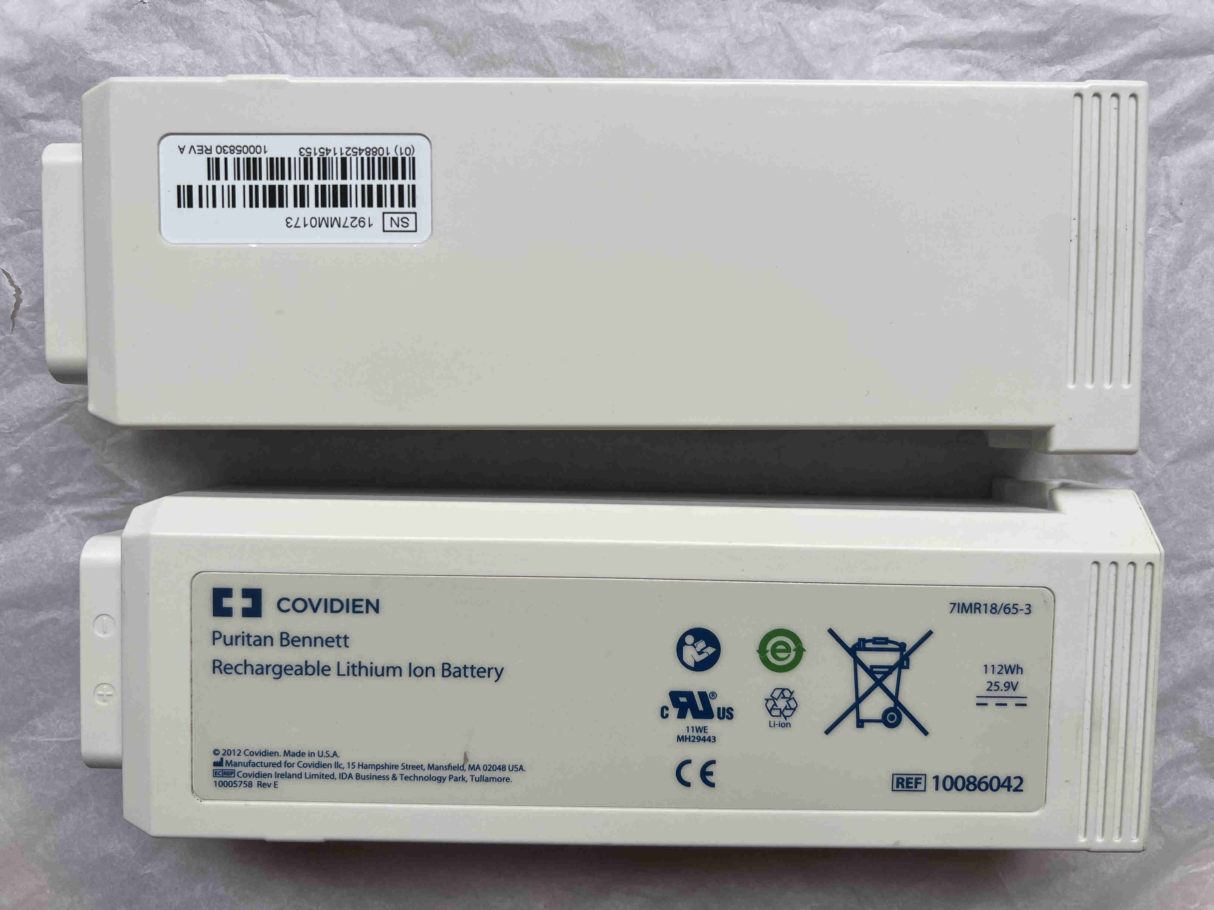 Covidien Puritan Bennett Rechargeable Lithium Ion Battery 10086042 71MR1865-3