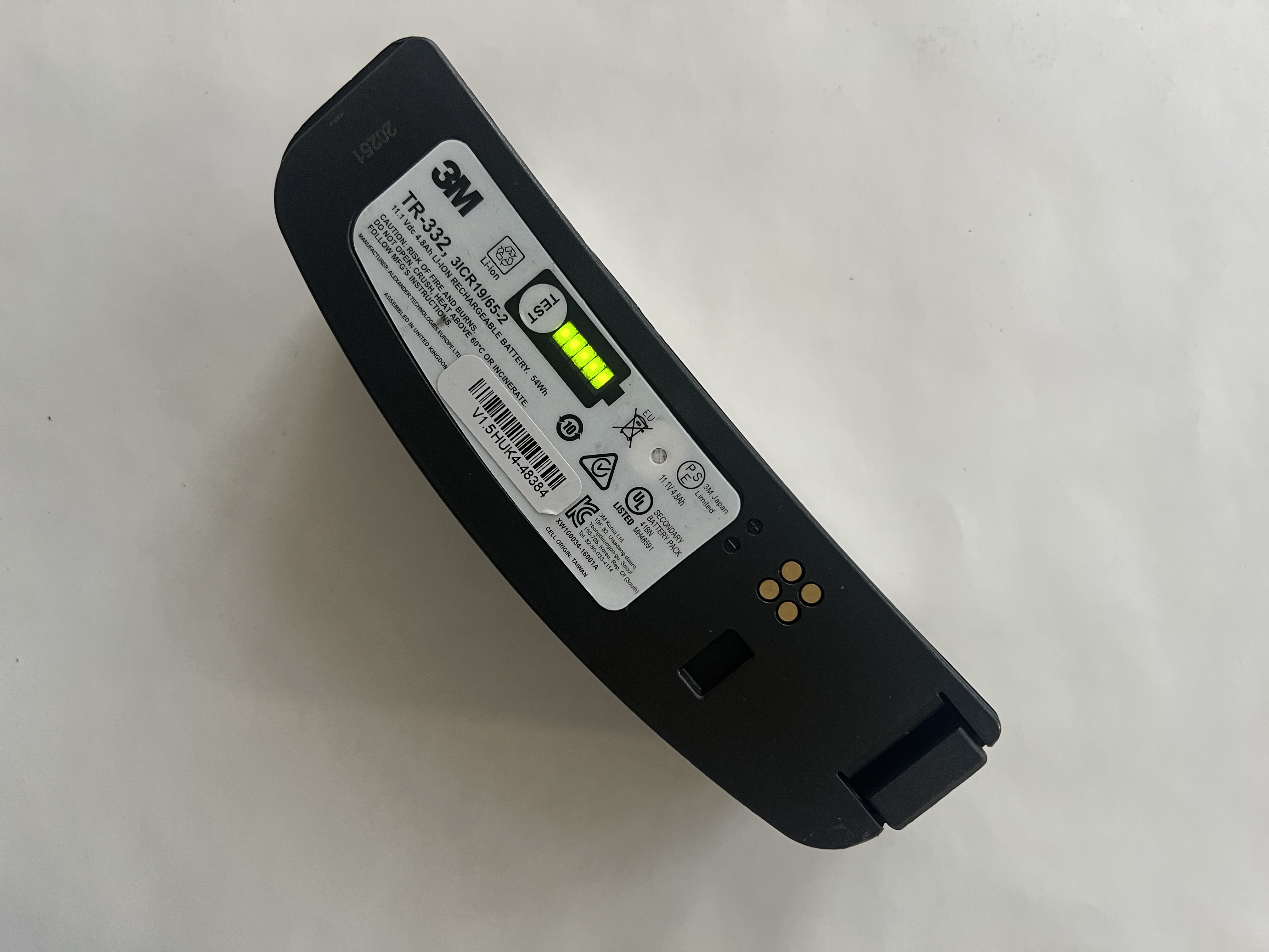 3M TR-332 Li-ion Bateri Boleh Dicas Semula 11.1V 4.8Ah 54Wh untuk 3M Versaflo TR-800 TR-830 ​​Powered Air Purifying Respirator