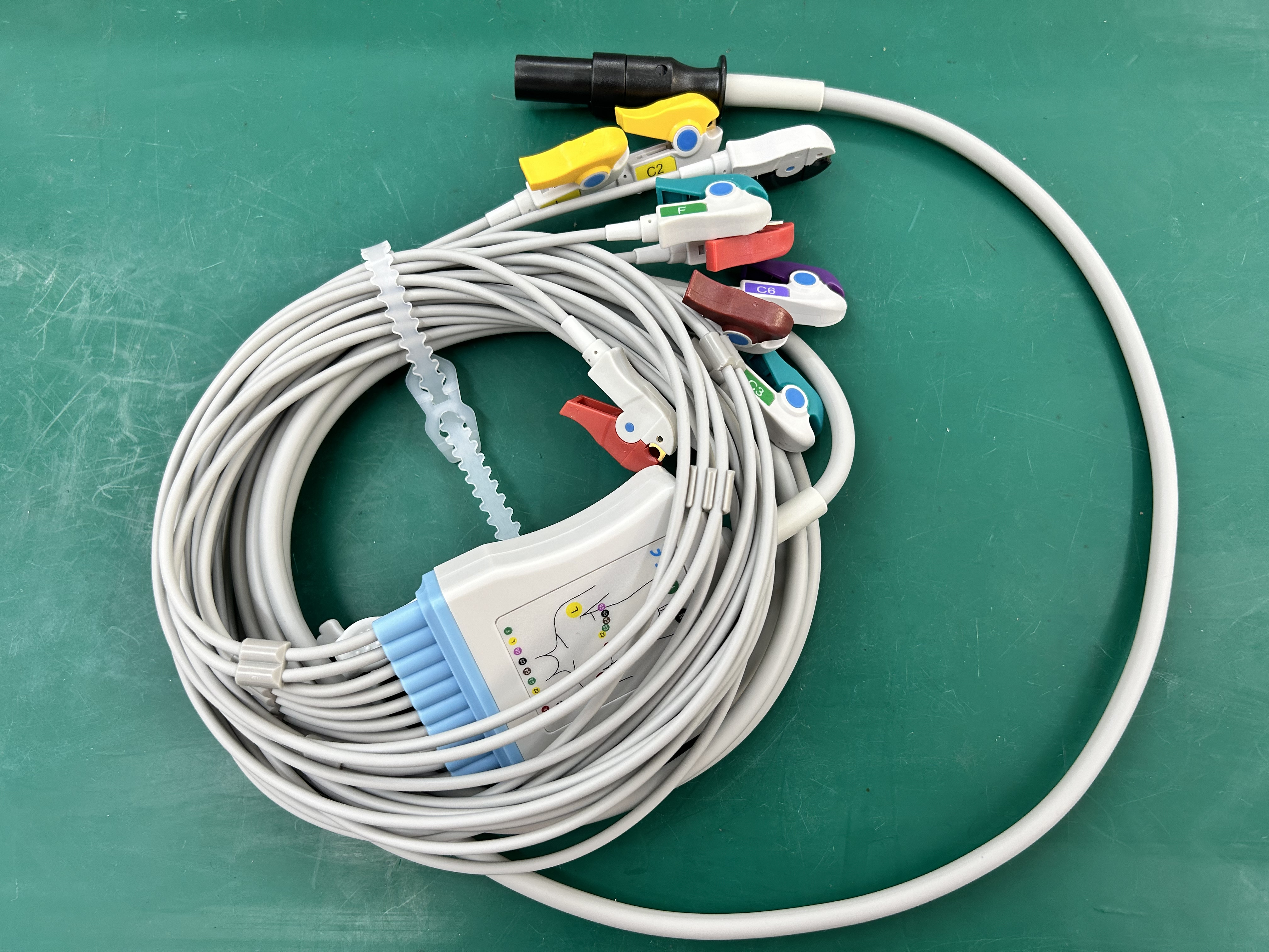 Mortara Q-Stress 60-00186-01 Cable EKG de 10 derivaciones y 12 pines DLMOR-011-05 Compatible nuevo