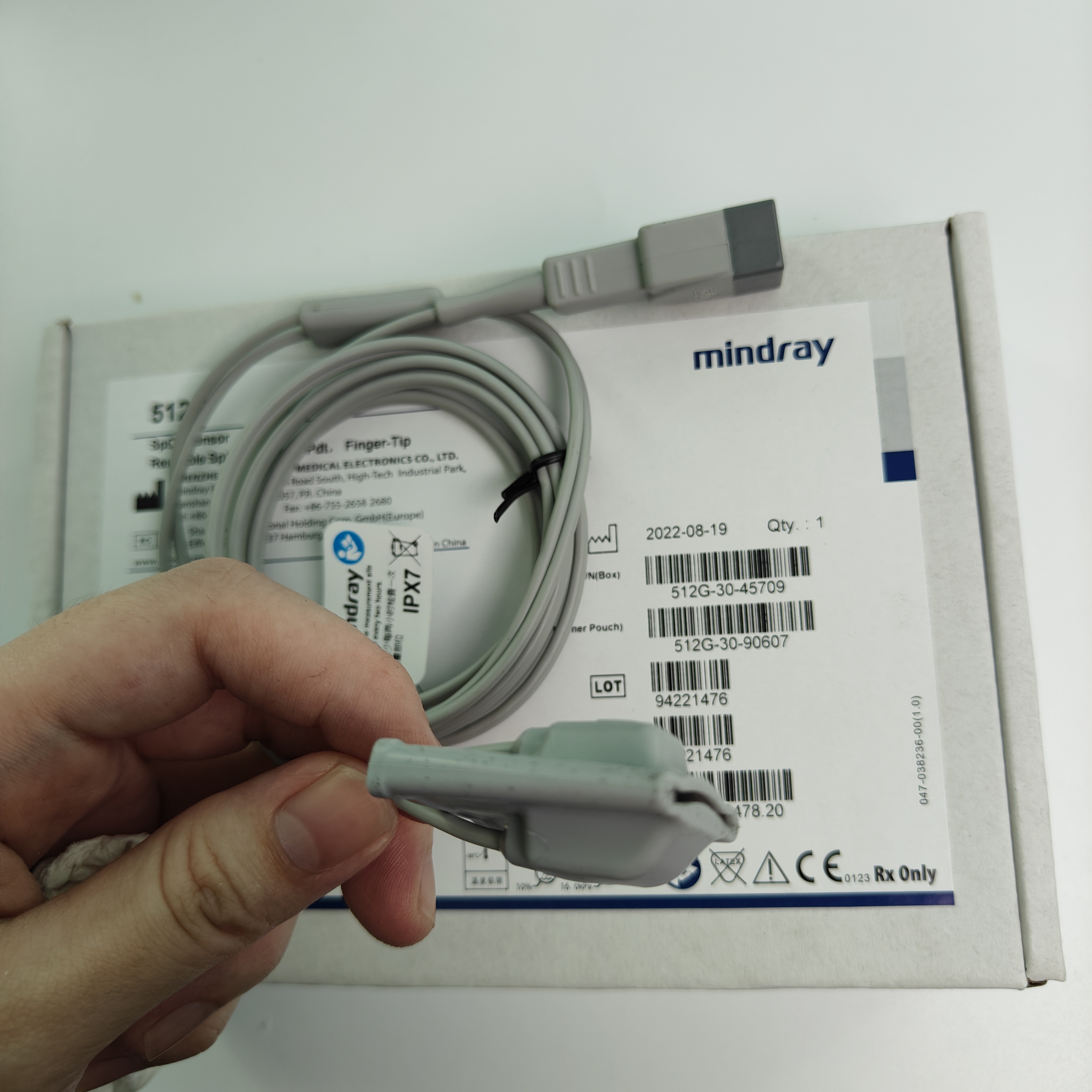 Mindray 512G Reusable Spo2 Sensor Pdt Finger-Tip PN 512G-30-45709 512G-30-90607