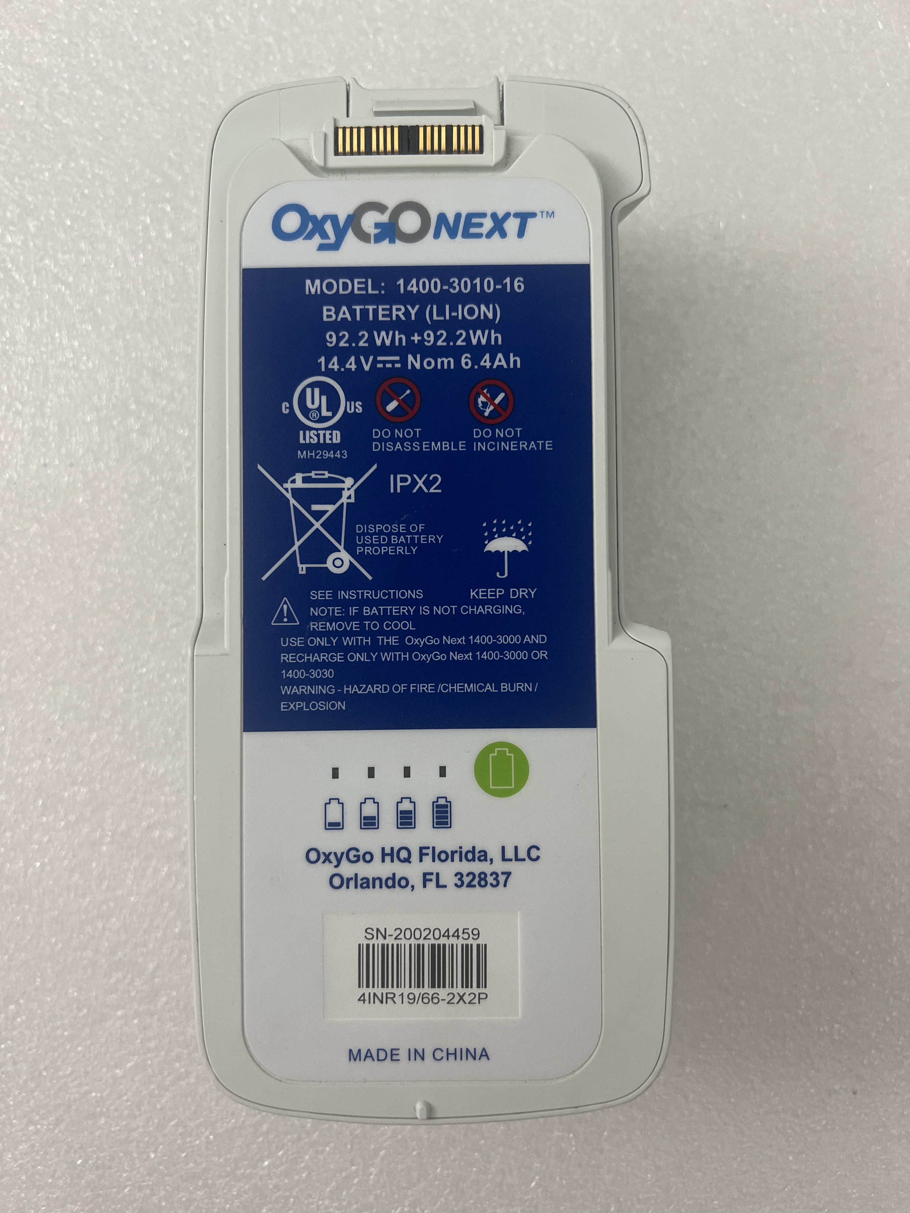 OxyGo NEXT Bateri Li-Ion 92.2 Wh + 92.2 Wh 14.4V Model 1400-3010-16