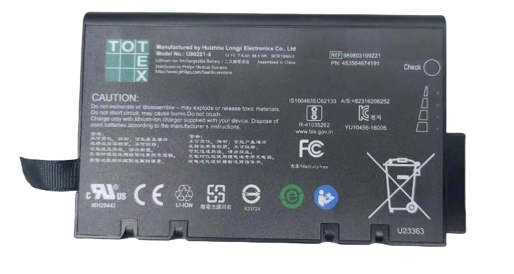 Philips TC20 TC30 TC50 REF989803199221 PN 453564674191 ECG แบตเตอรี่ลิเธียมไอออน TOTEX U80221-4 แบตเตอรี่แบบชาร์จไฟได้ 11.1V 7