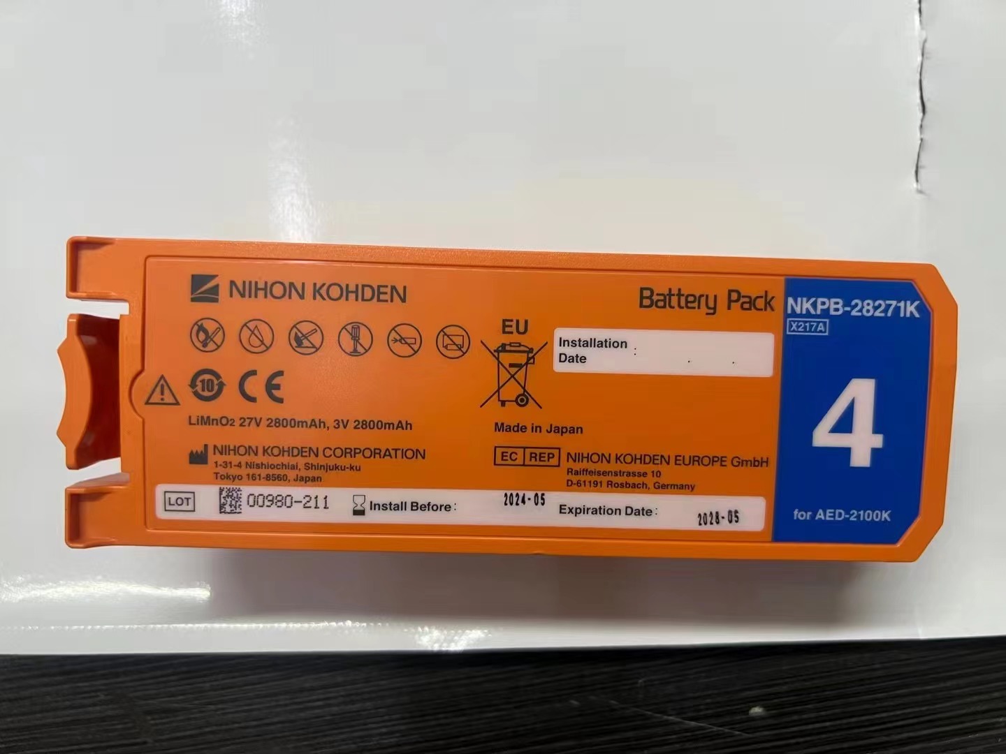 Nueva batería de NKPB-28271K para desfibrilador NIHON KOHDEN AED-2100 AED-2150 AED-2151 AED-2152