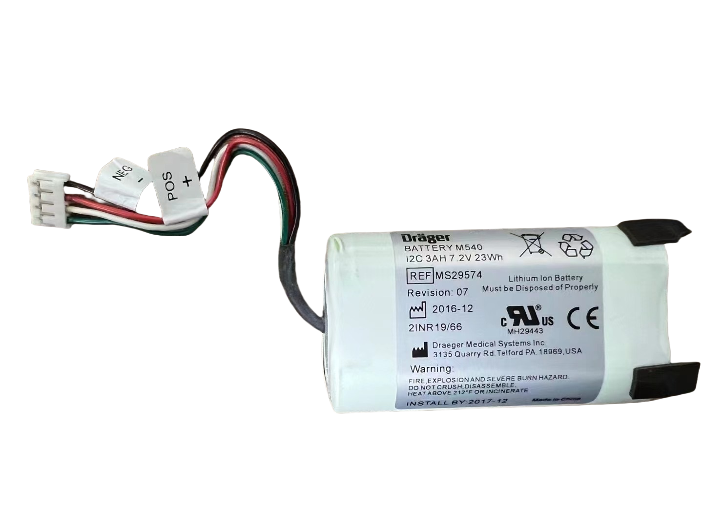 Drager BATERIA 12C 3AH 7.2V 23Wh REF MS29574 Litio para monitor M540