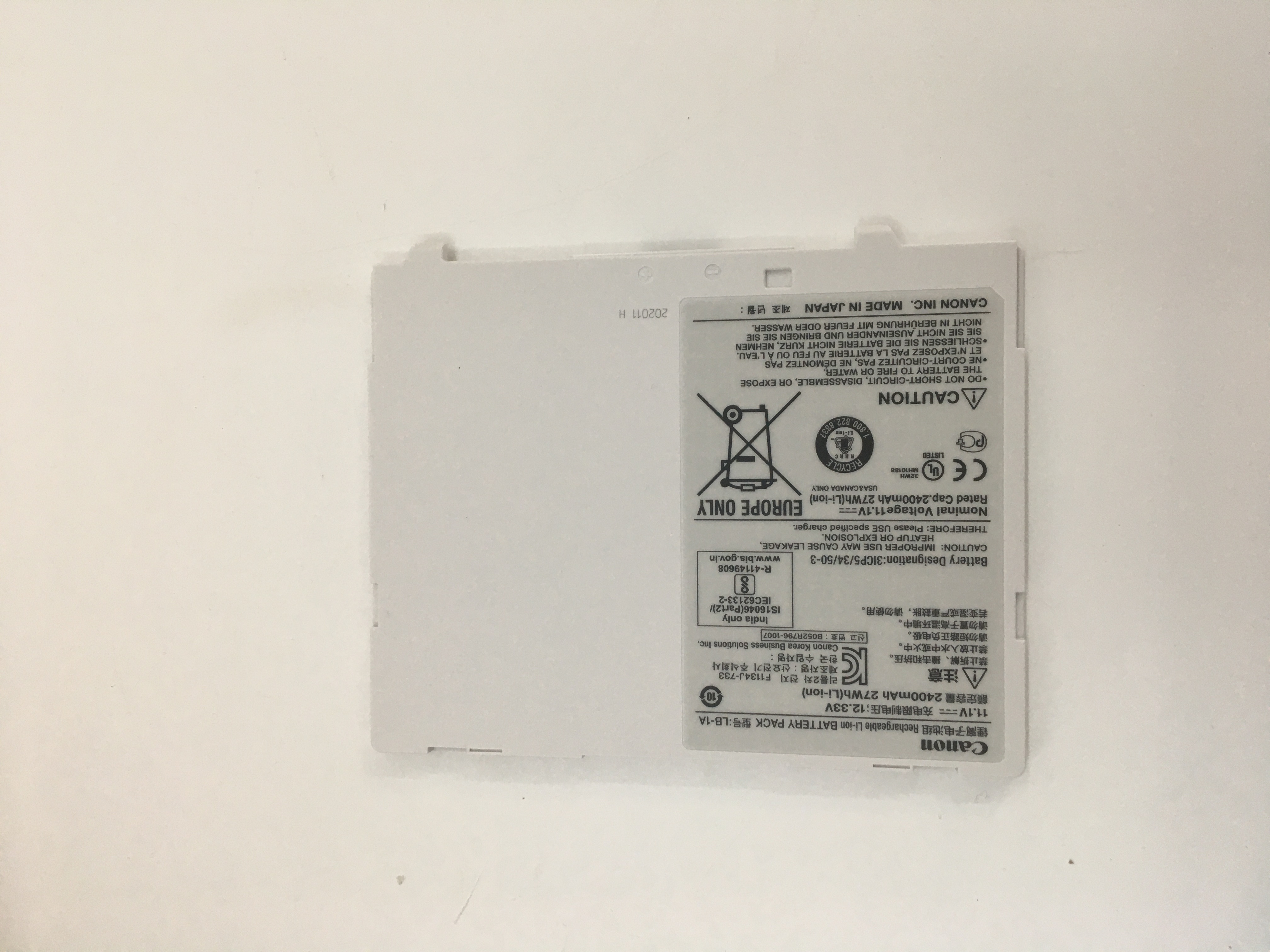 Canon แบตเตอรี่ลิเธียมไอออนแบบรีชาร์จ LB-1A 11.1V 2400mAh 27Wh ใหม่ต้นฉบับ
