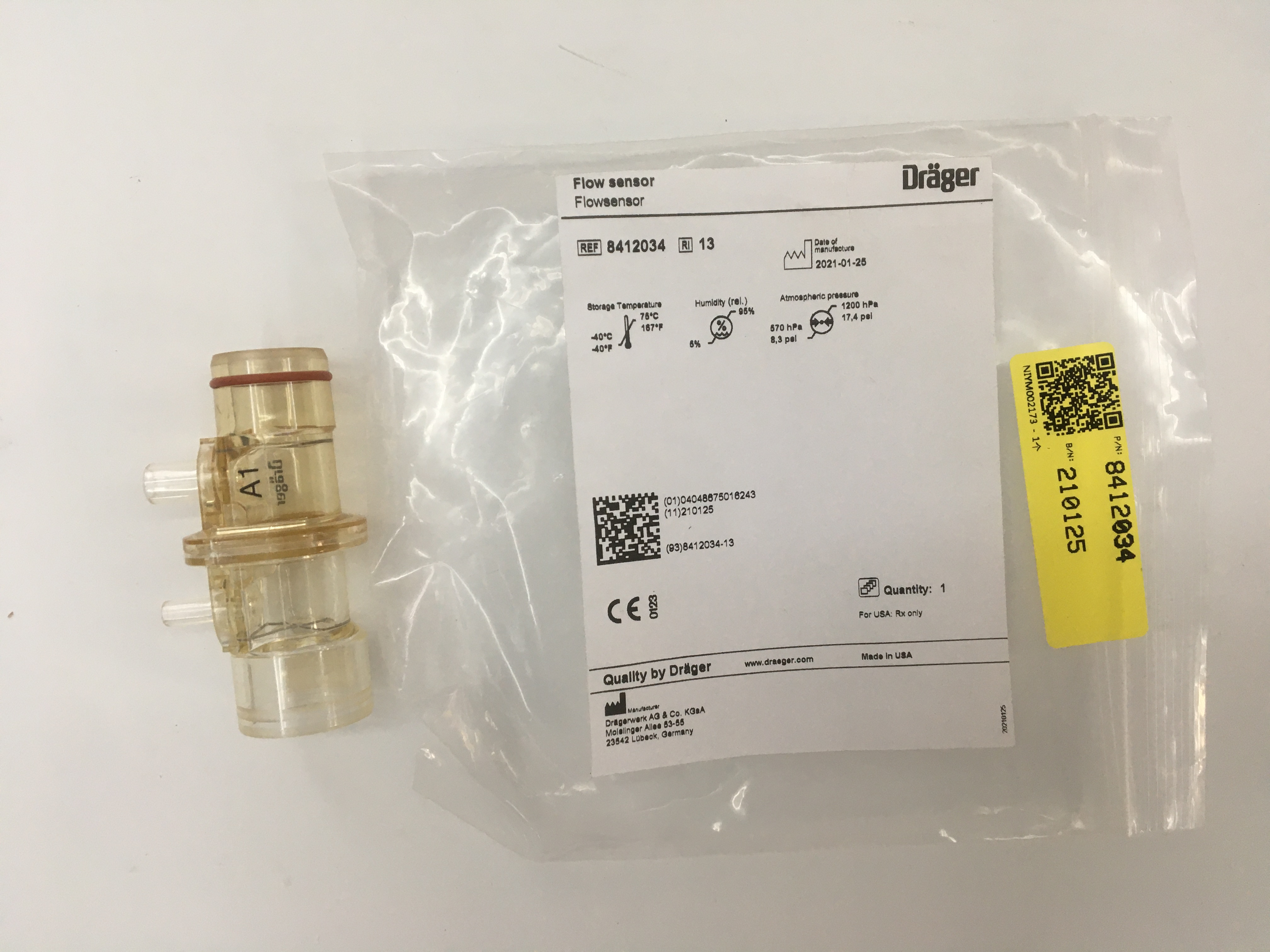 Penderia Aliran Perbezaan Tekanan Drager 8412034 Asal Baru Untuk digunakan dengan Oxylog 2000 Oxylog 3000 Oxylog 2000 plus Oxylog 3000 plus