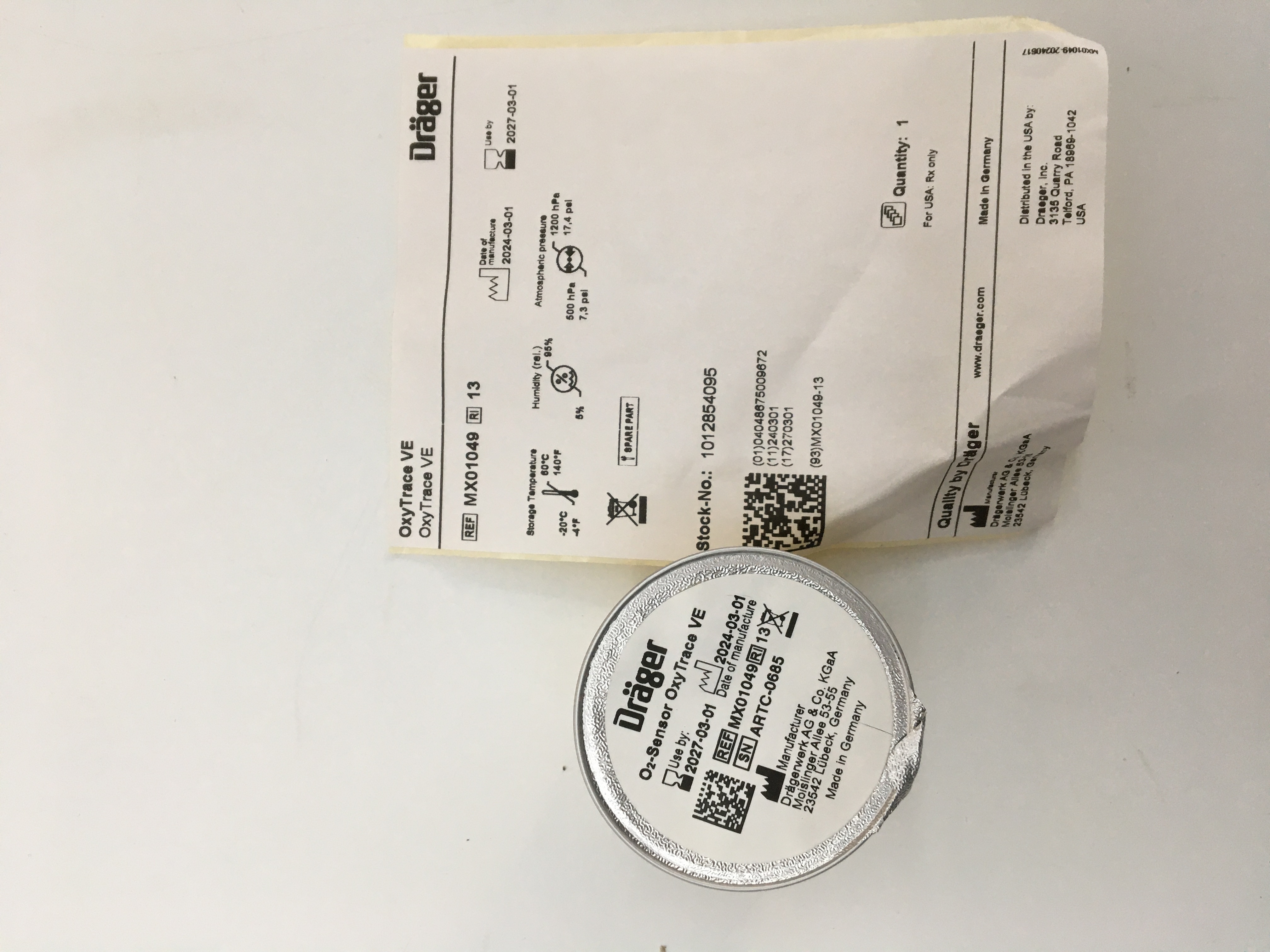 Drager O2 Sensor asal baharu MX01049