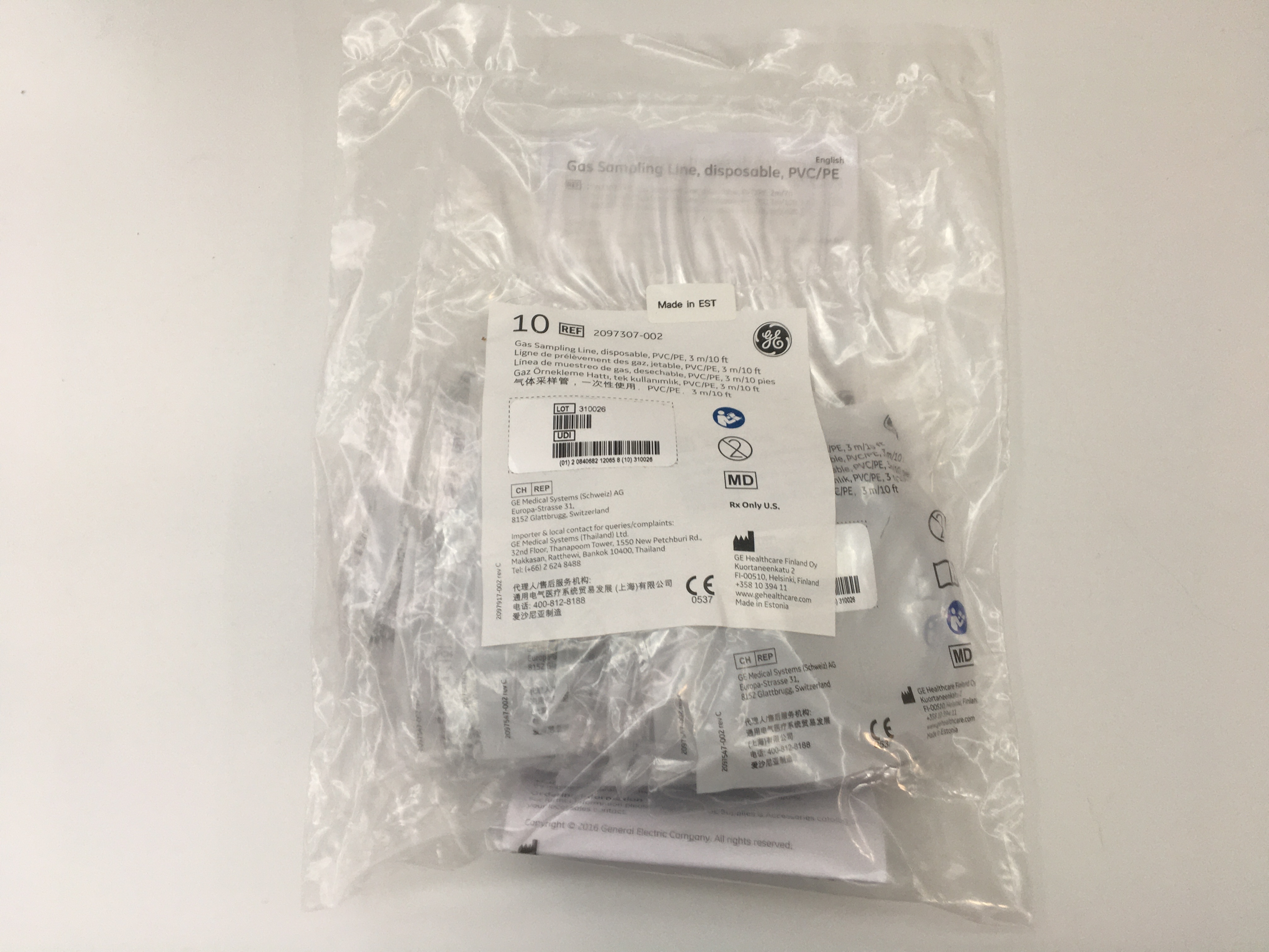 Línea de muestreo de gas GE PVCPE desechable 3m10 pies 2097307-002 Nuevo original