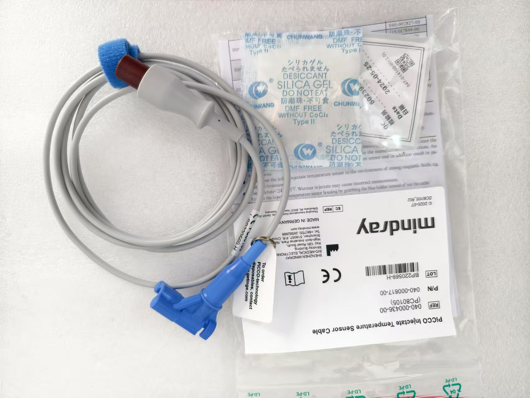 Mindray PiCCO 2Pin inyecta el cable del sensor de temperatura PC80105 PN 040-000817-00