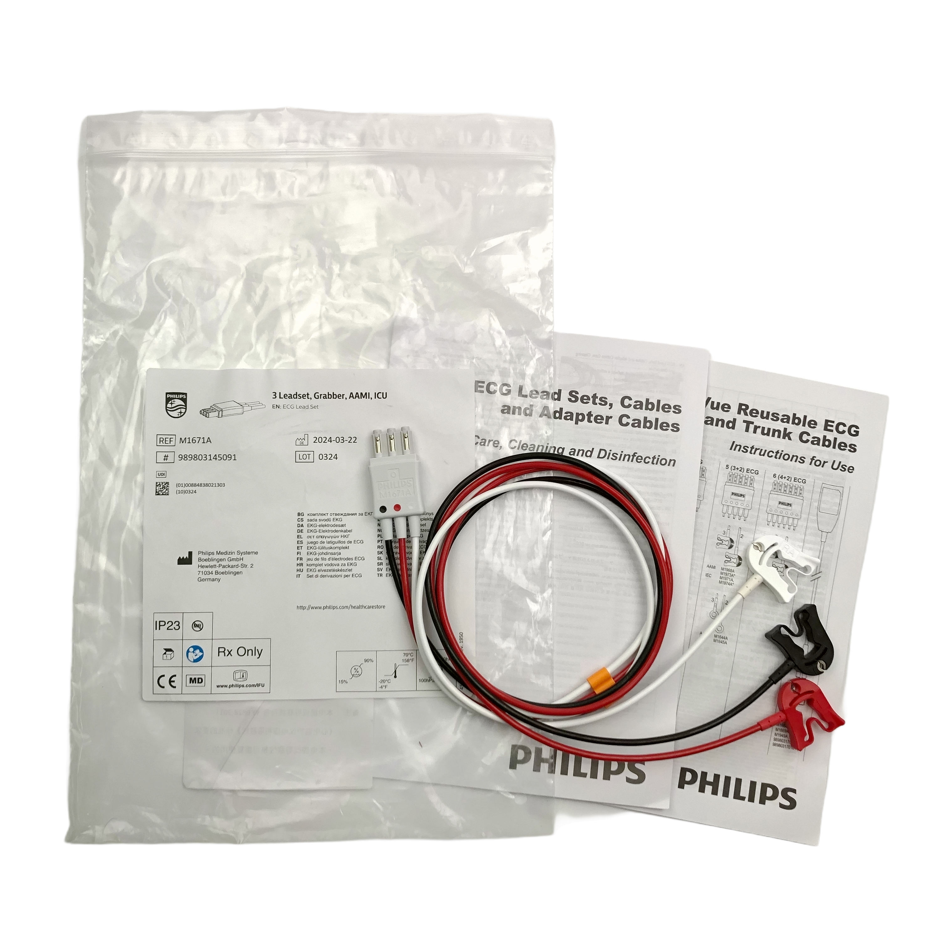 Philips 3 leadset ECG Cable Grabber AAMI ICU M1671A Baharu Asal