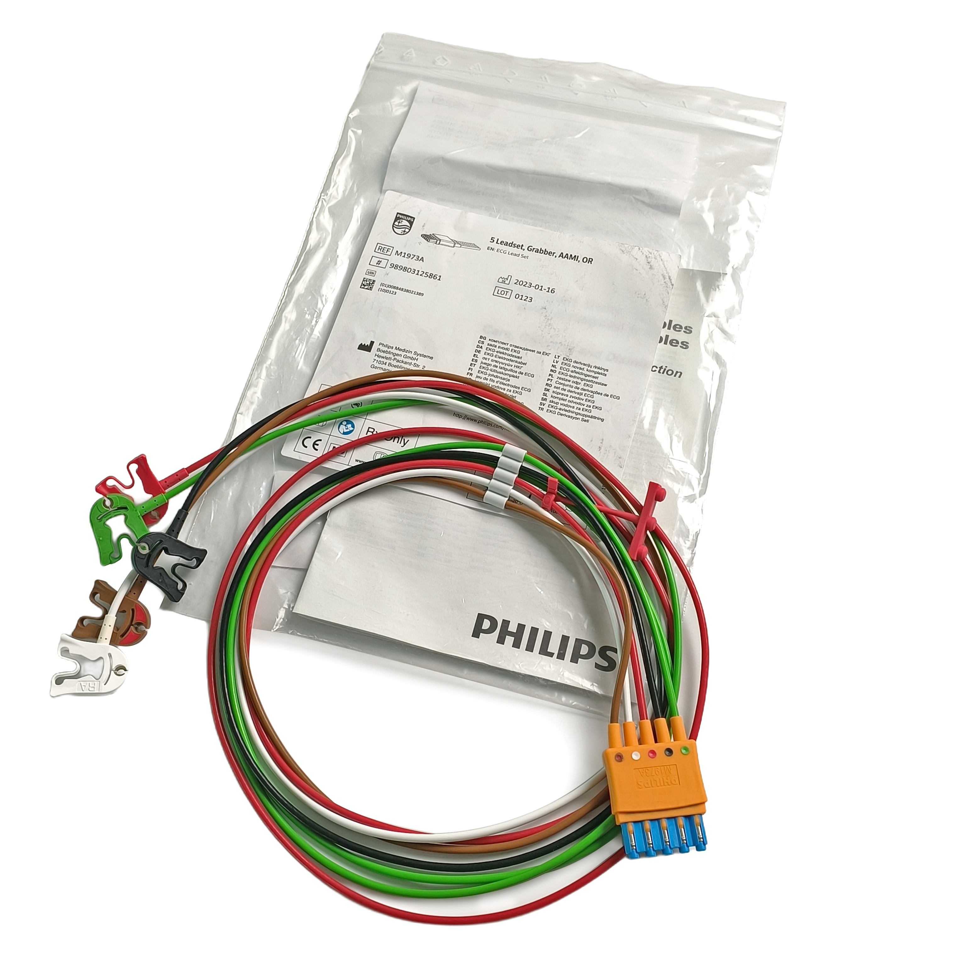 Philips ECG Cable 5 Leadset Grabber AAMI M1973A 989803125861 ต้นฉบับ