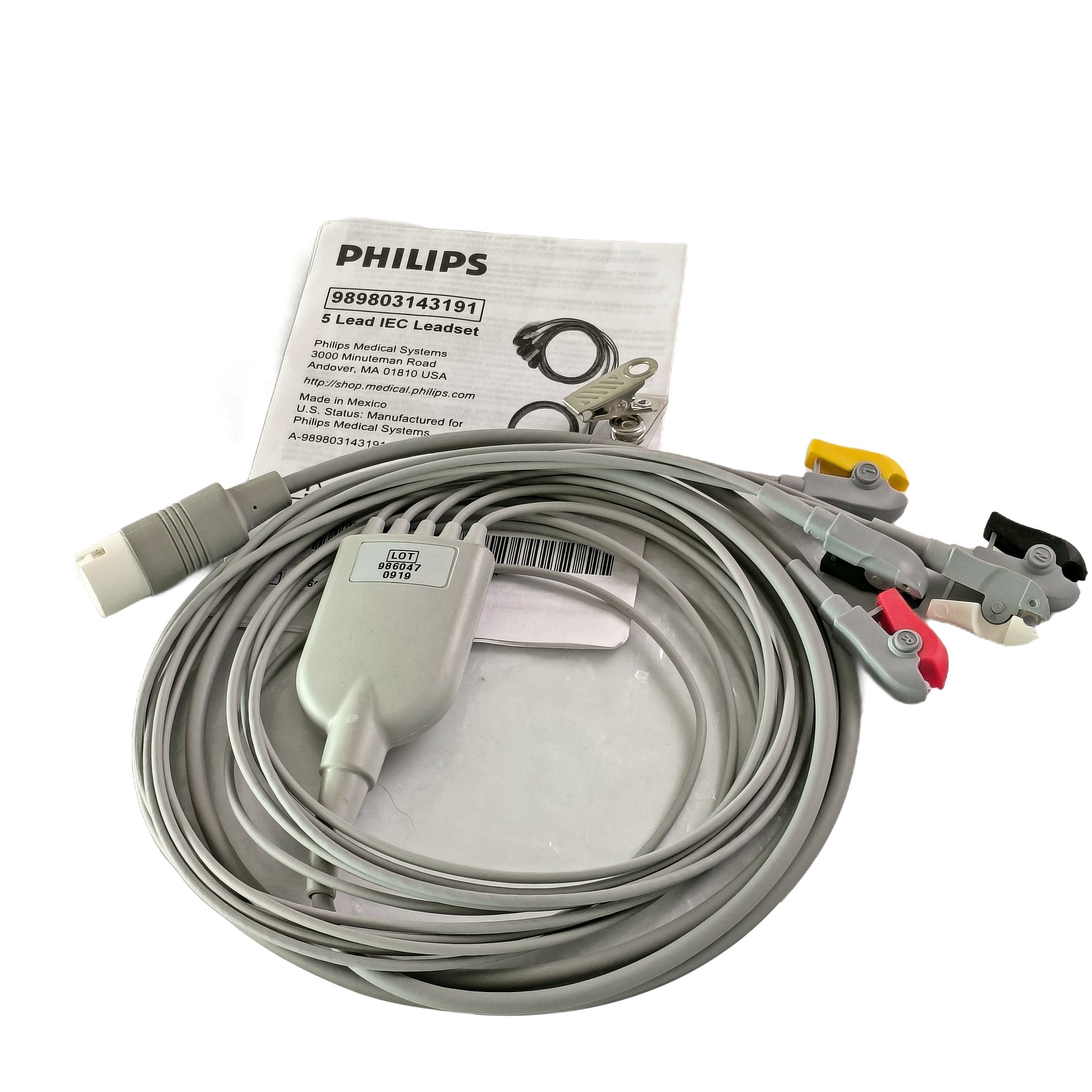 Philips 5 Lead IEC Cable Leadset Grabbers 989803143191 12Pin