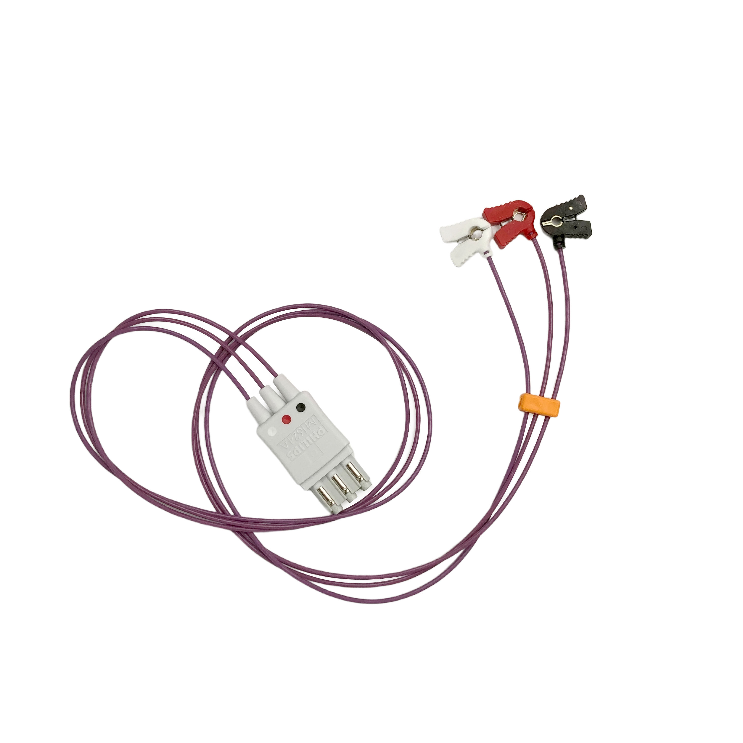Philips M1624A ECG Lead Set Unshielded 3 Lead Miniclip AAMI 0.7M 989803144941 ต้นฉบับ
