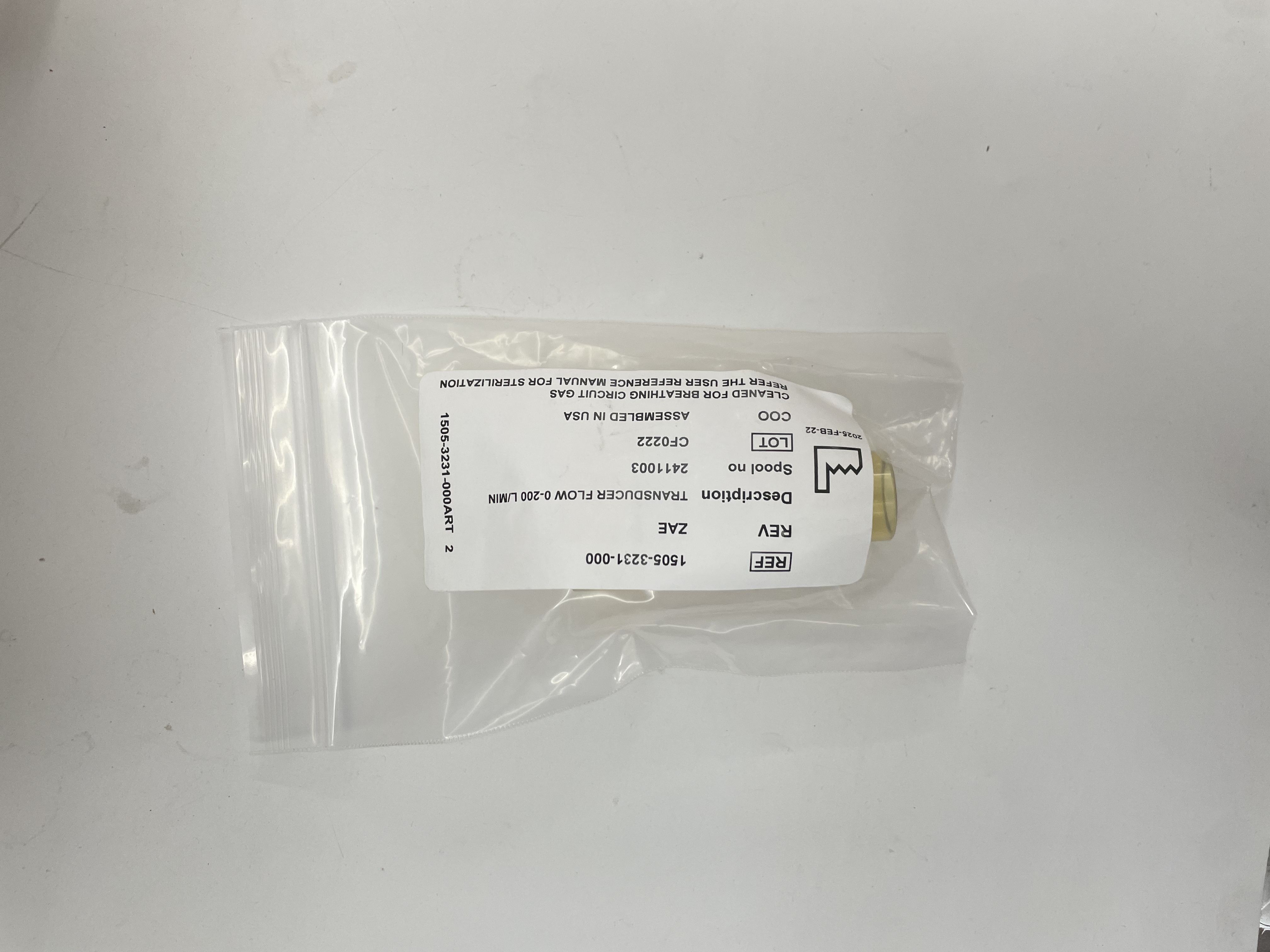 GE 1505-3231-000 Flow Sensor TRANSDUCER FLOW 0-200 L MIN ใหม่ต้นฉบับ, LOT CF0222
