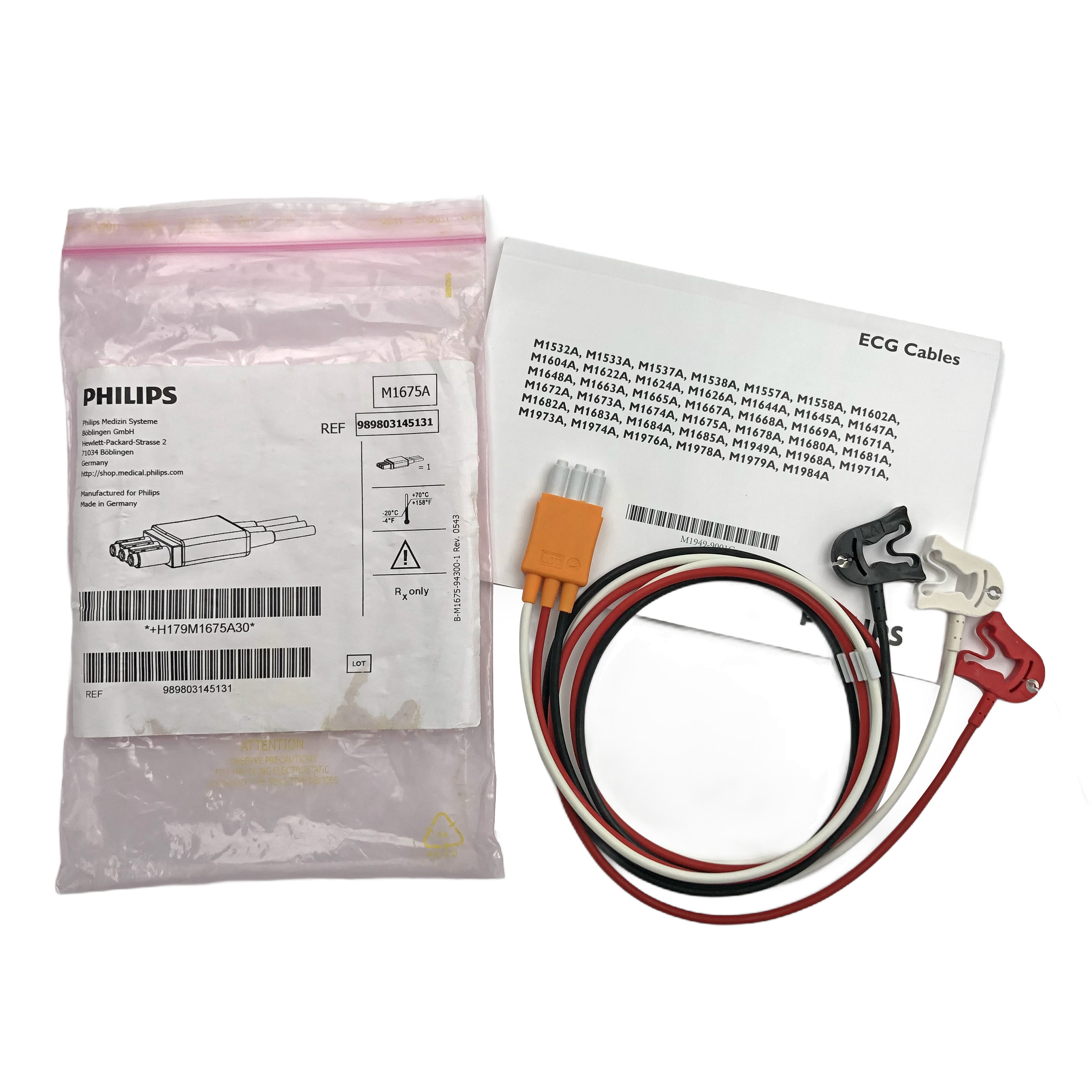 Philips ECG Cable 3 derivaciones Set Grabber M1675A REF 989803145131