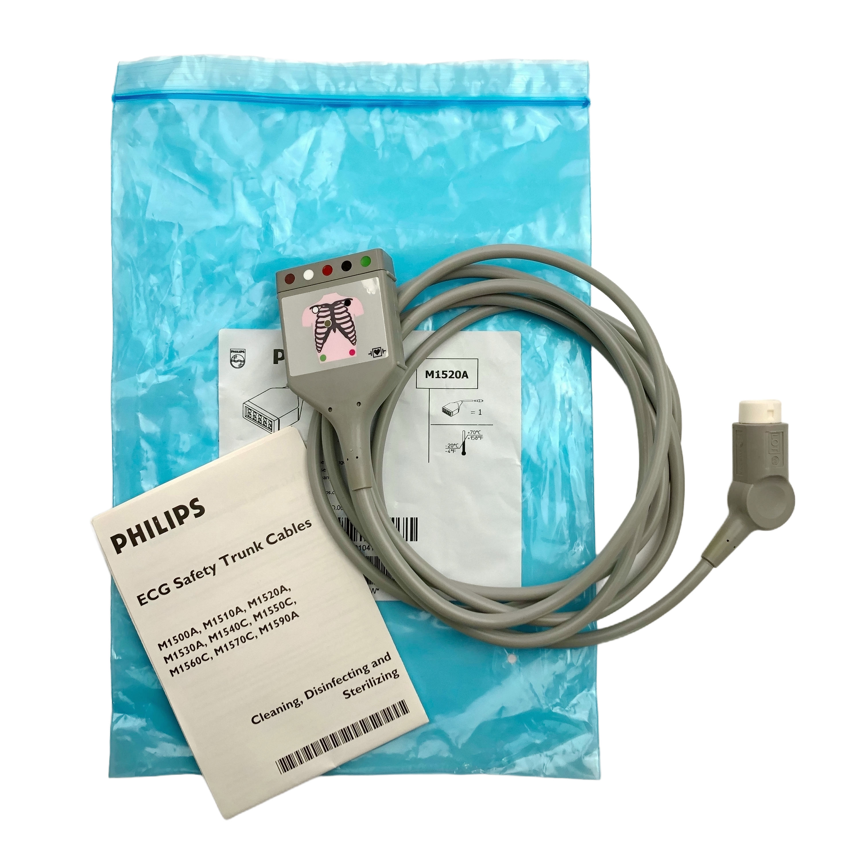 Philips M1520A ECG 5-Lead Safety Trunk Cable 12pin