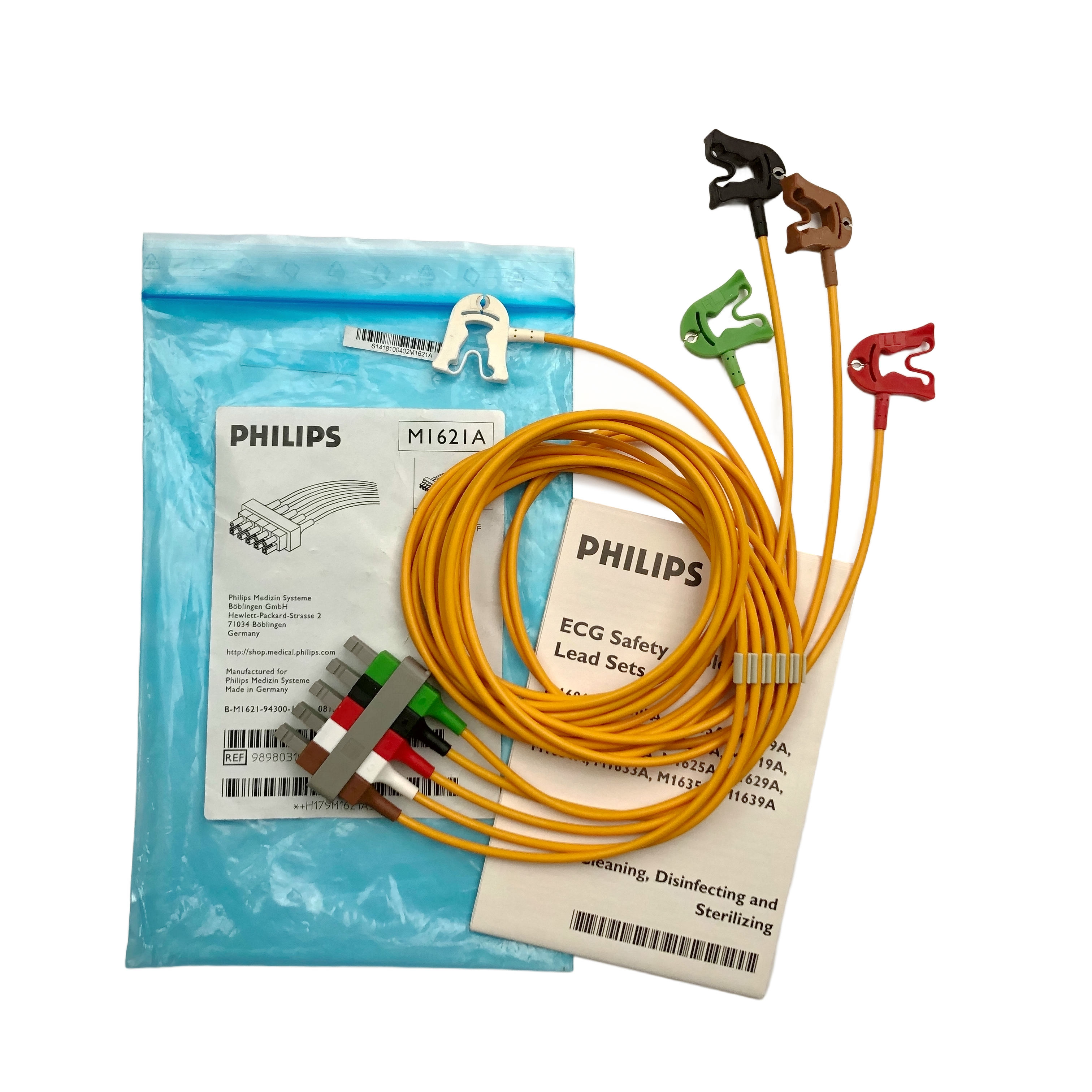 Philips M1621A ECGEKG Cable de seguridad Juegos de 5 cables Grabbers 989803104501