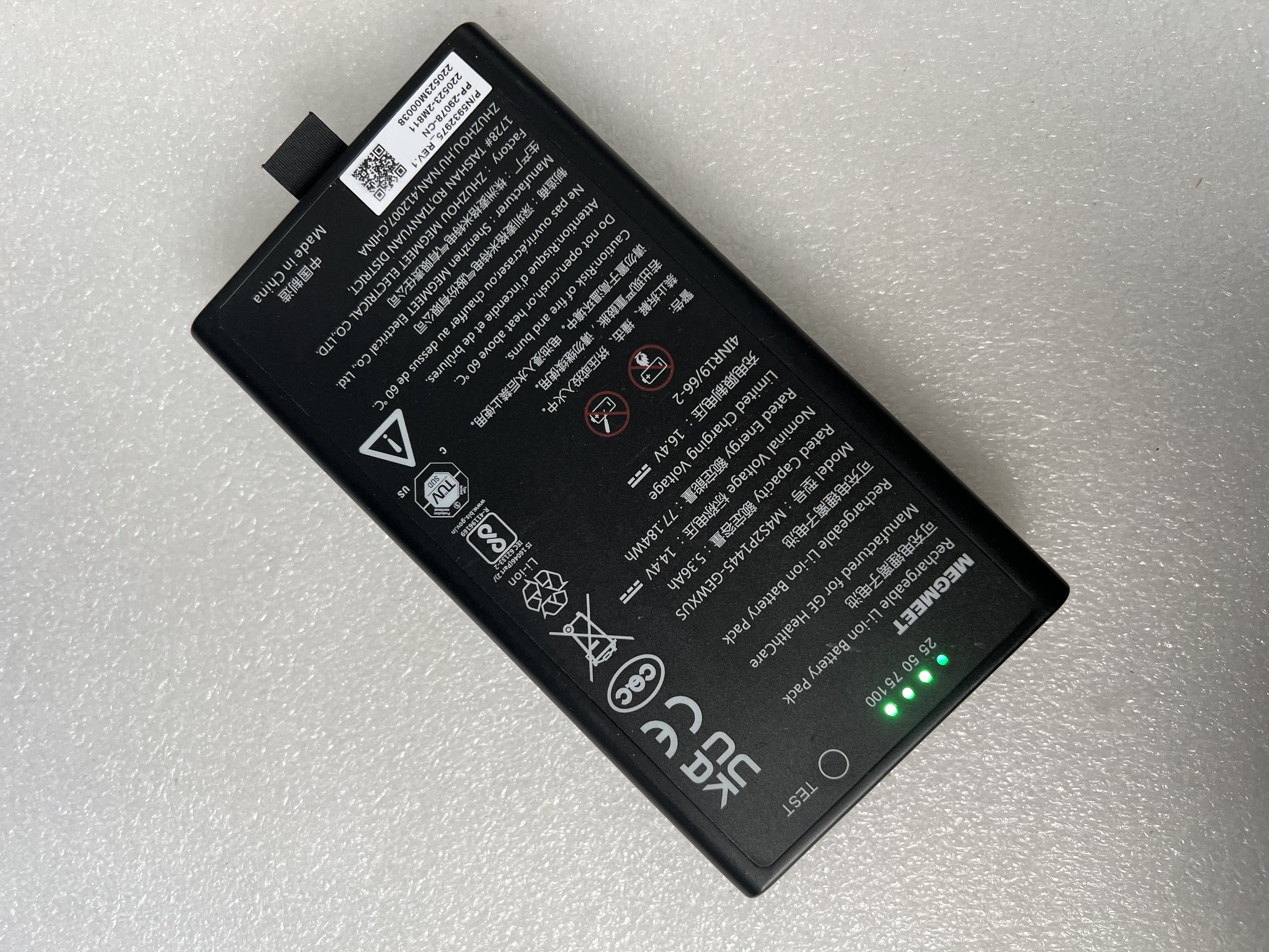 Bateri GE M4S2P14453-GER9 Penilaian 5.36Ah 14.4V Voltan pengecasan terhad 16.4V asal baharu