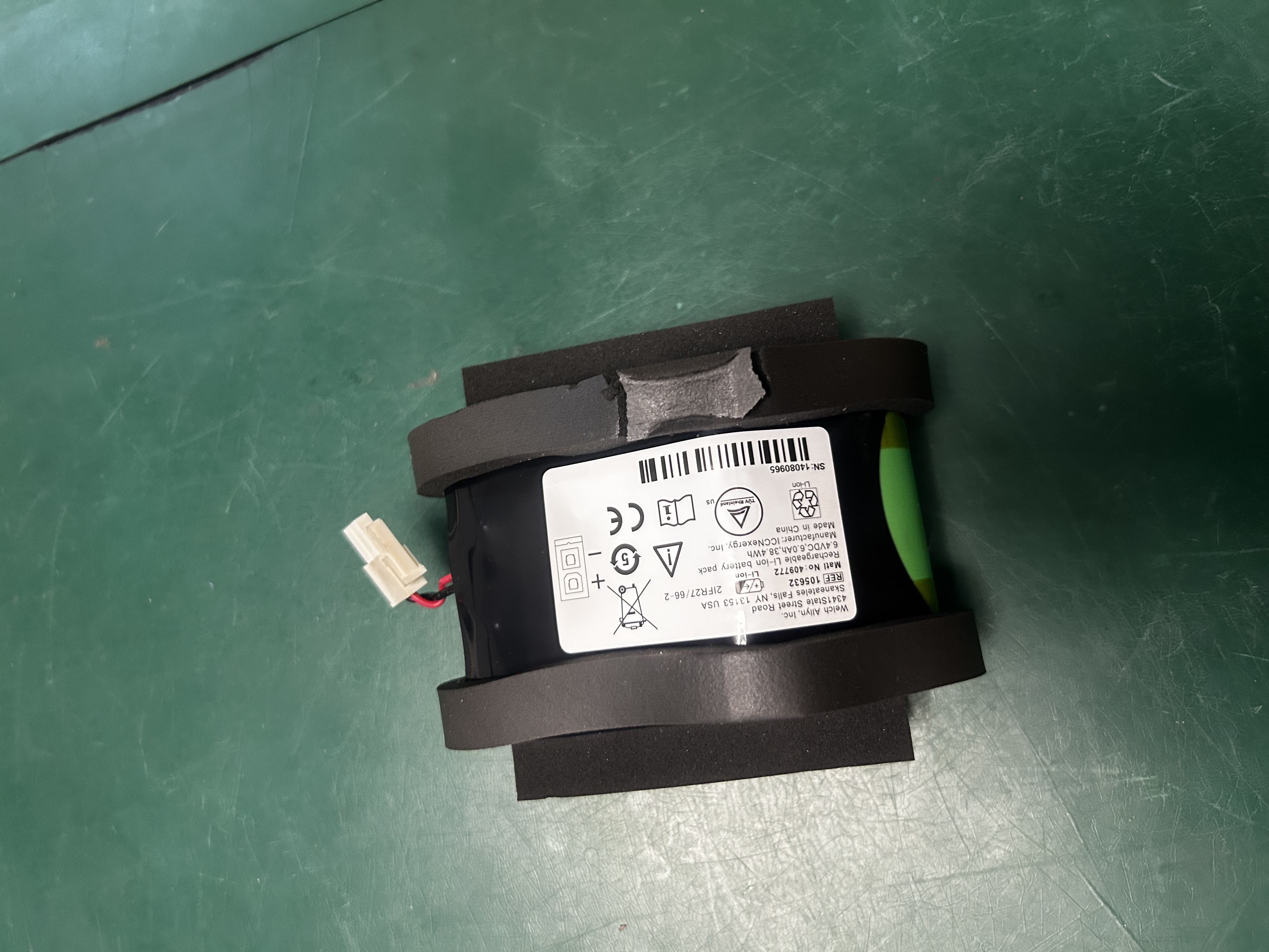 Welch spot vital signs Lxi battery 409772 6.4VDC, 6.0AH, 38.4WH REF 105632