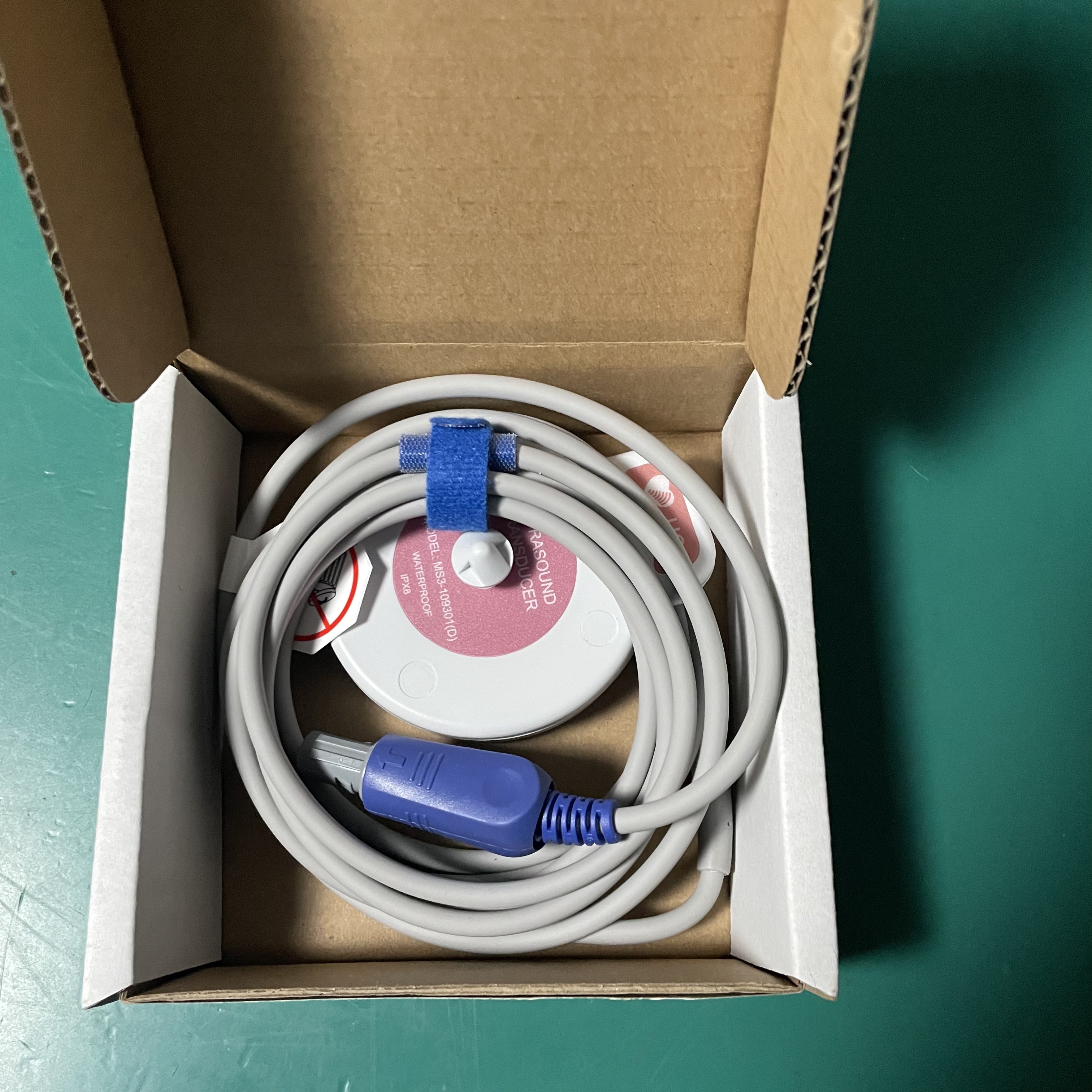 EDAN MS3-109301 (D) Ultrasonic Transformer, 8 Ultrasonic Crystals, 1MHz pink, TPU wire, four pin plug, 8 chips