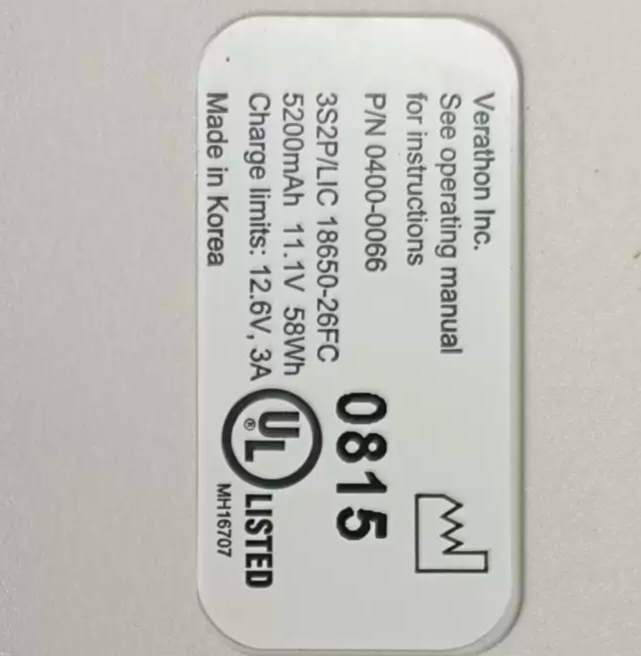 Verathon 0400-0066 is compatible with 0400-0121 BLADDERSCAN BVI 9400 probe battery 11.1V 5200mAh