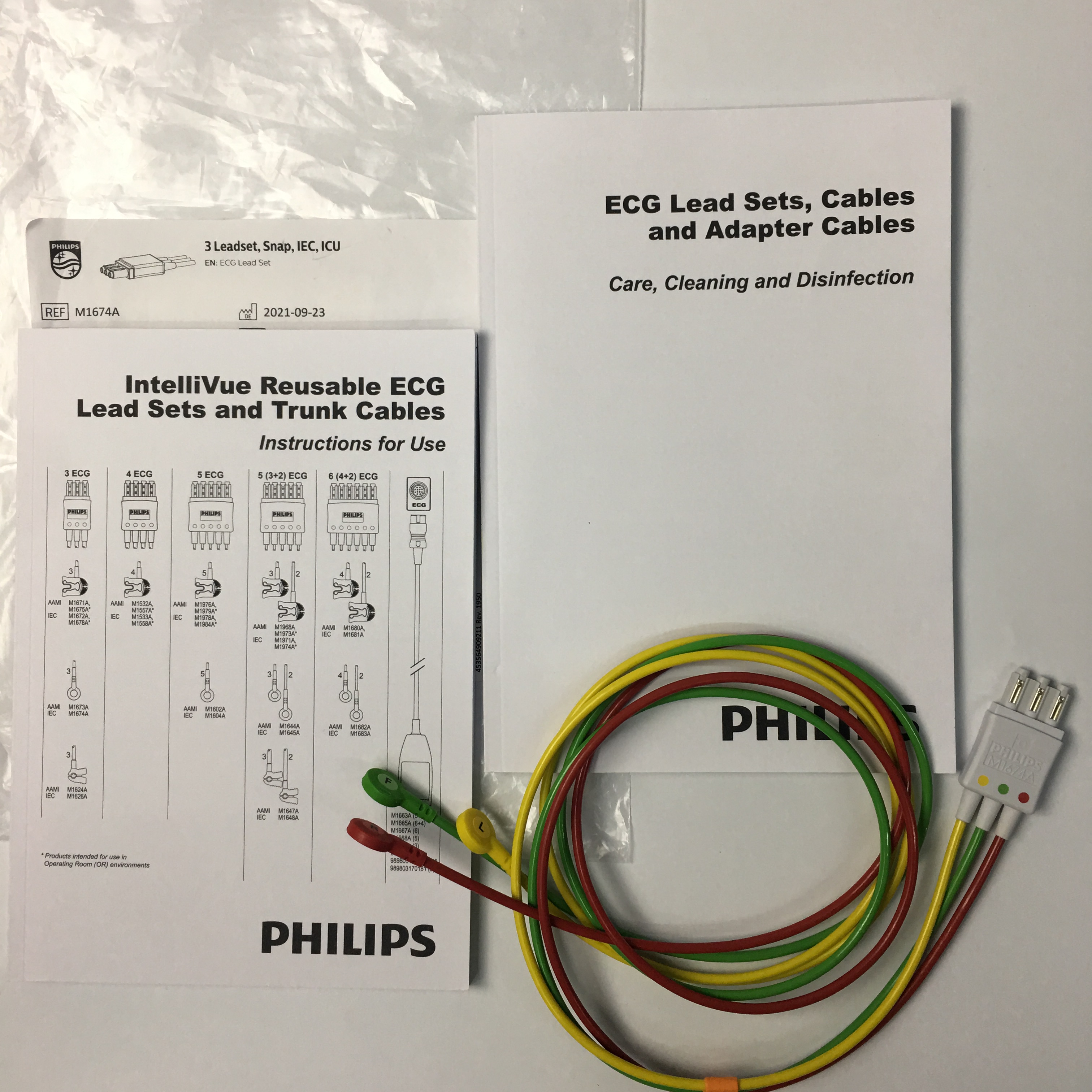 Philips ECG Lead Set 3 Leadset Snap IEC ICU M1674A 989803145121