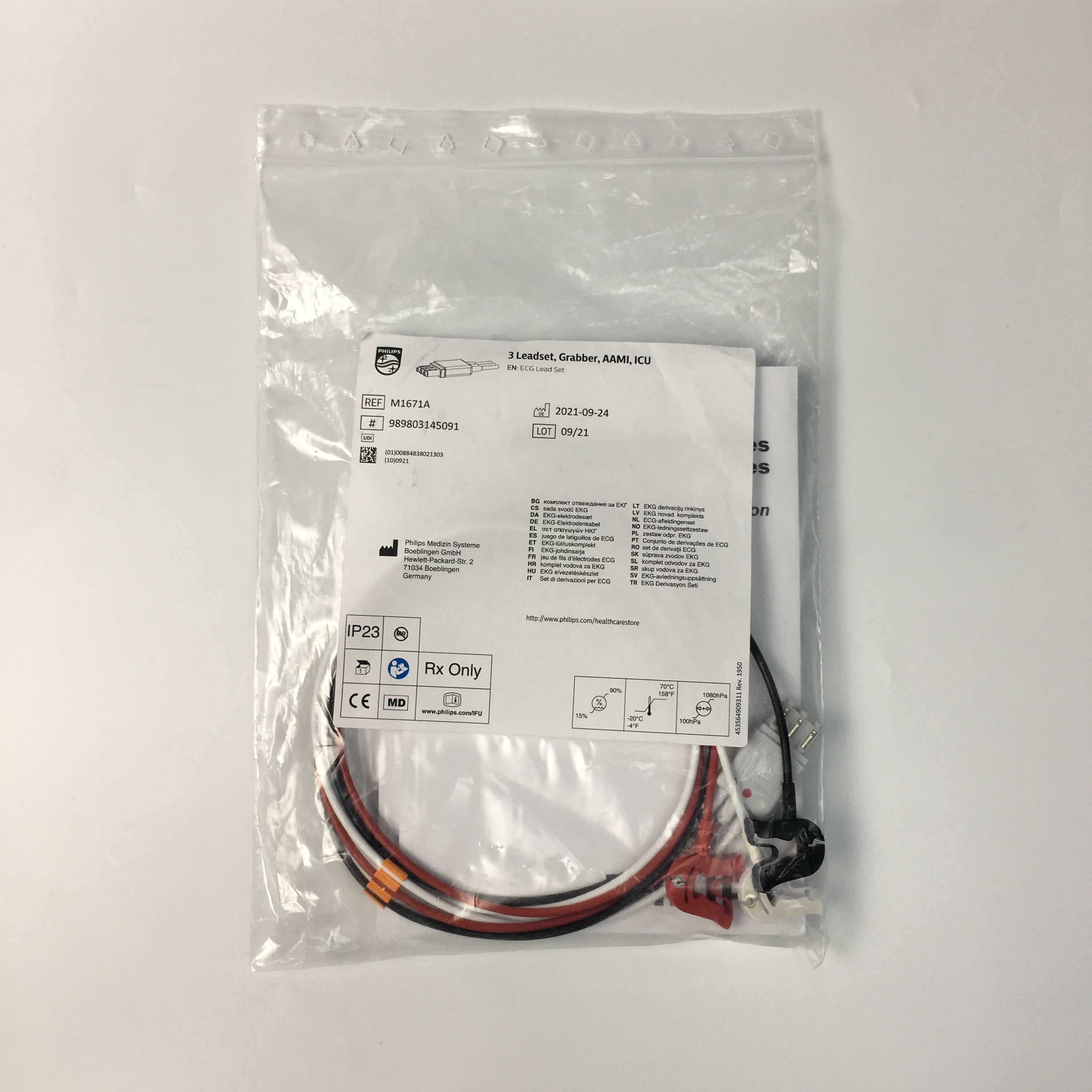 Philips ECG Lead Set 3 Leadset Grabber AAMI ICU M1671A 989803145091