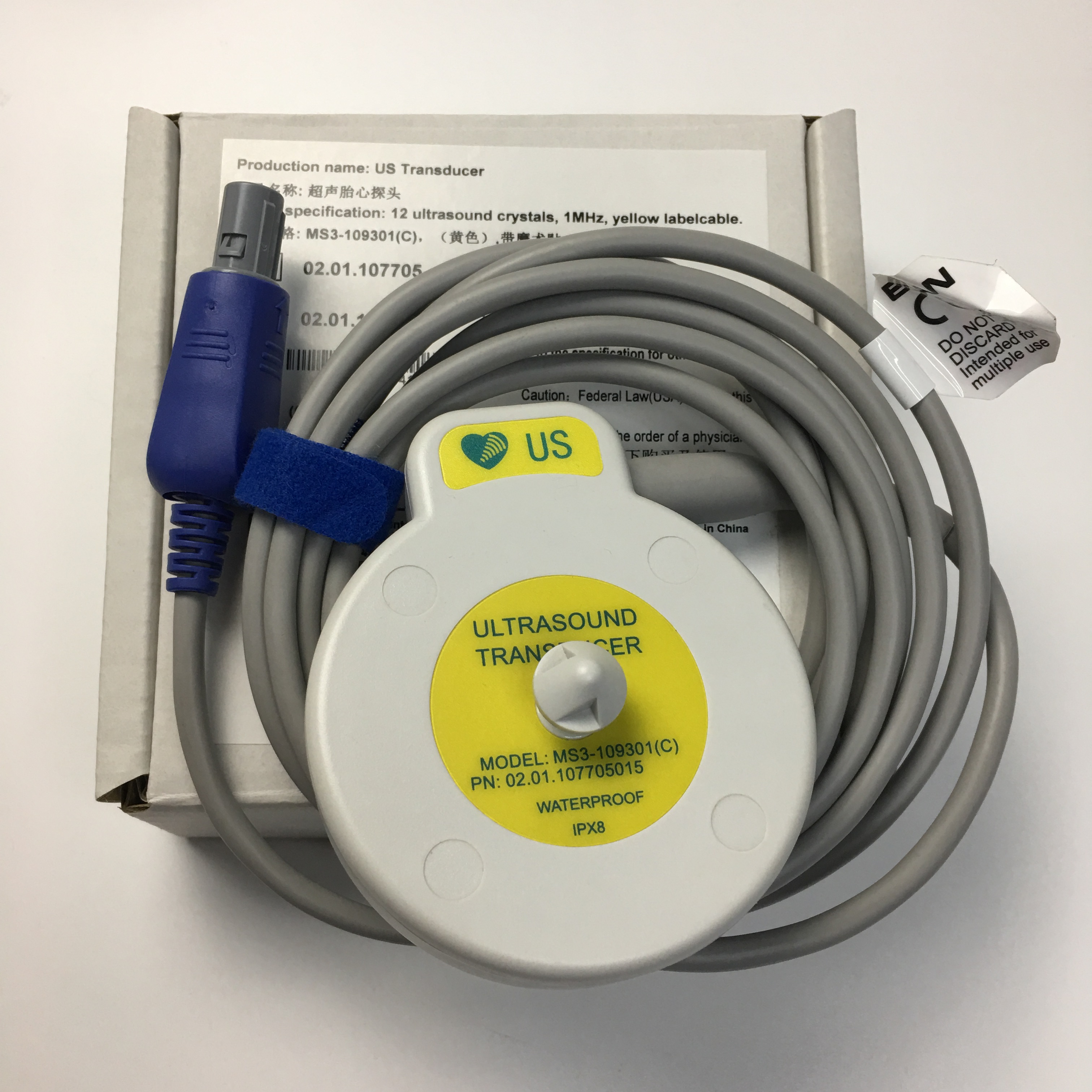 Edan F9 US Transduser Probe Slot berganda 6 pin kuning 2.5m TPU IPX8 PN MS3-109301(C