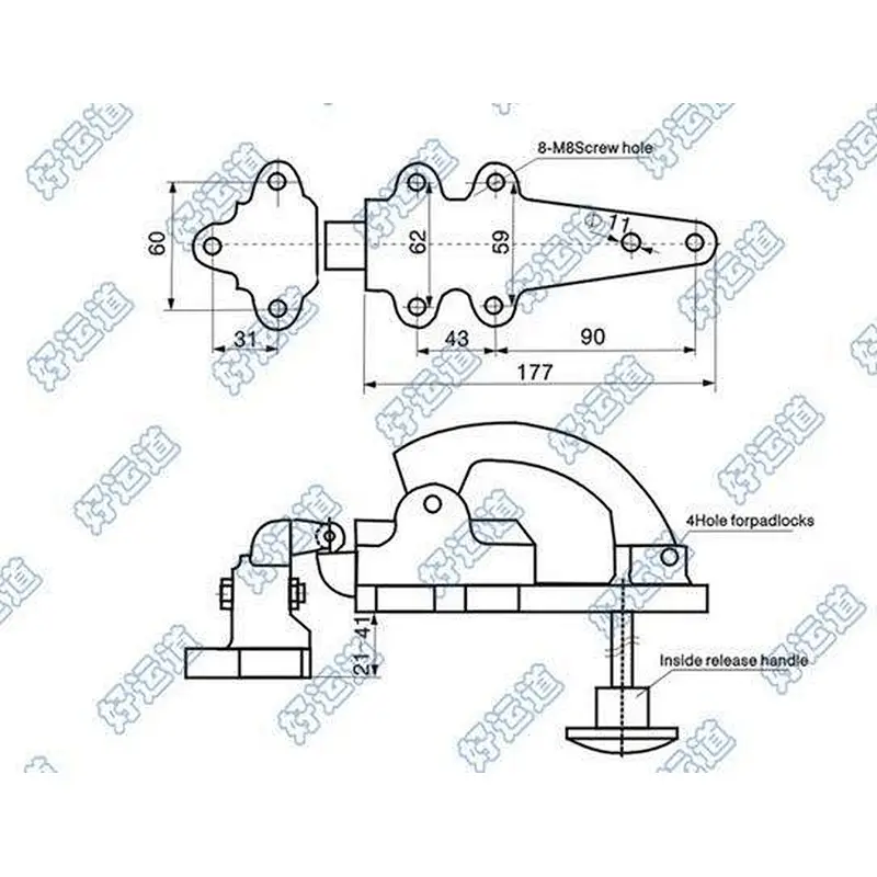 09117 Refrigerator casting iron door handle latch