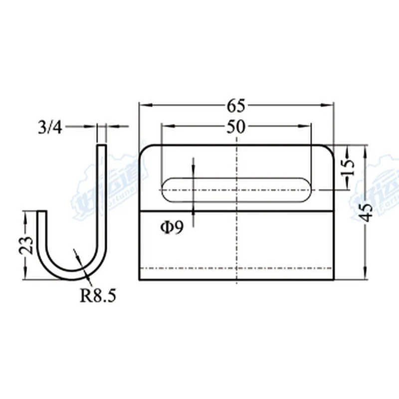 04321 Galvanized flat hook with/without protective clip for lashing straps