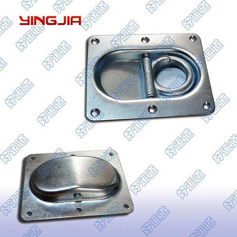 Recessed double sided deck lashing ring for trailer