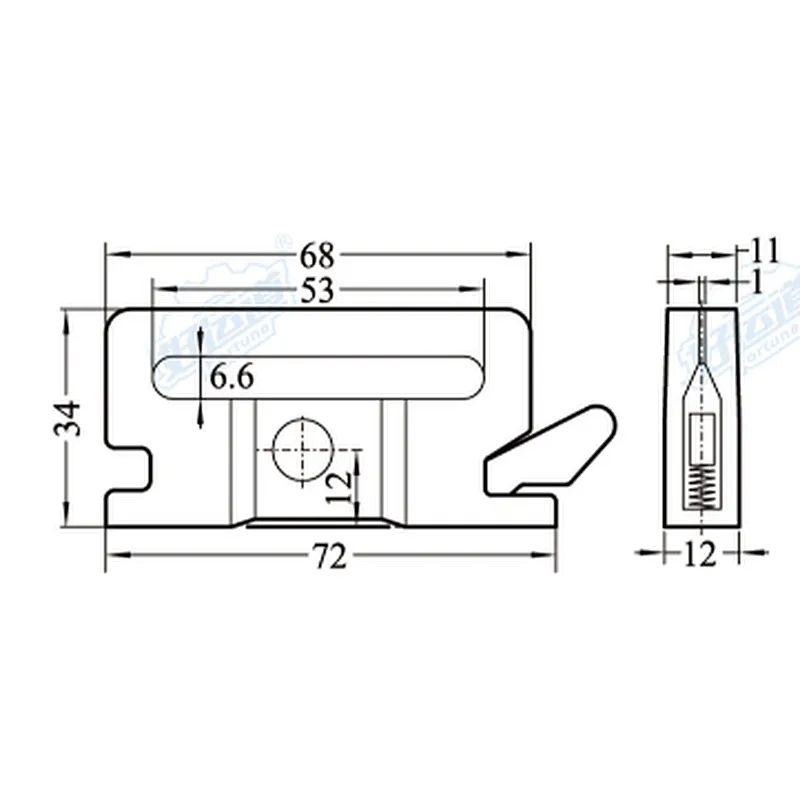 E track spring fitting for E & A trailer systems 04307