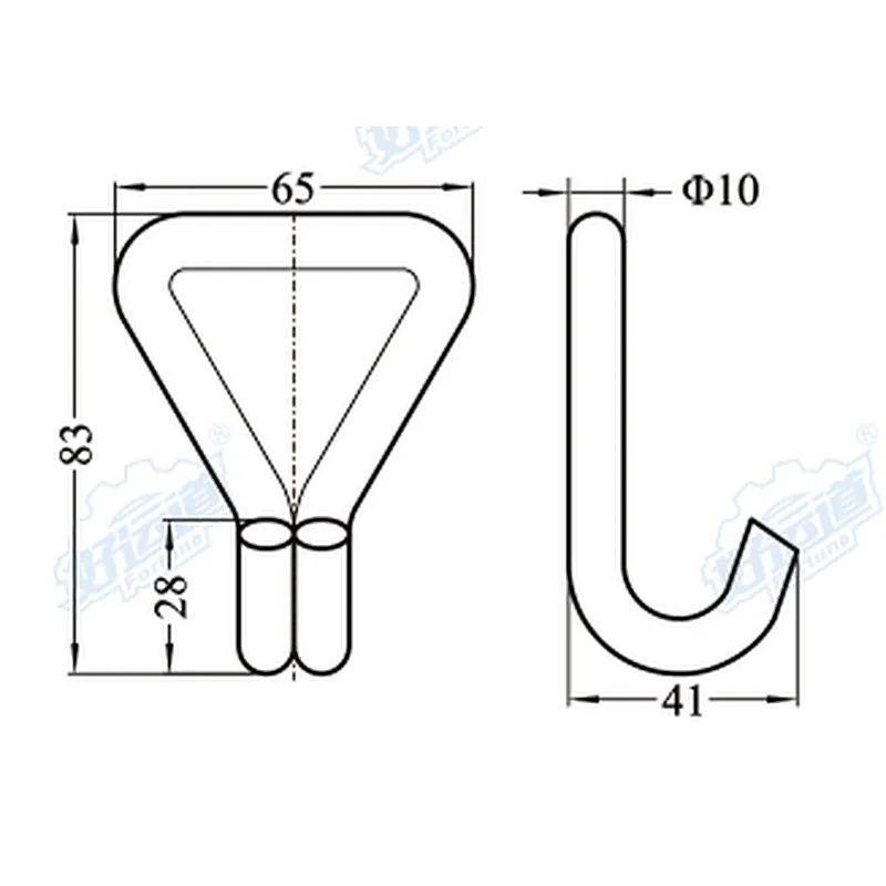 04317 Wire single J hook for tie down