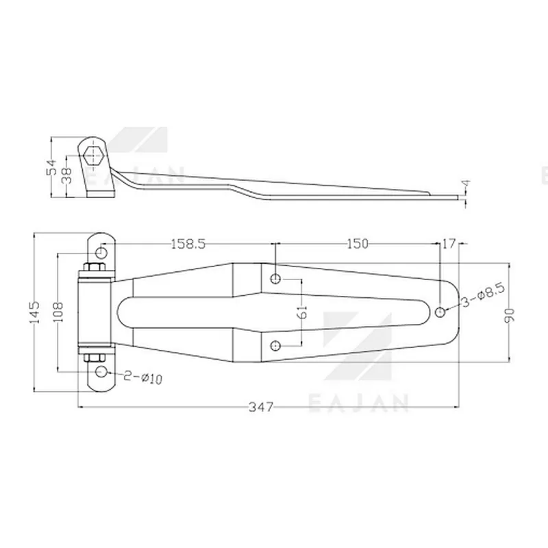 Truck steel or stainless steel rear door hinge 01102