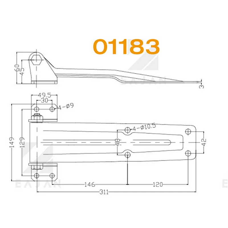 01183 Trailer rear door hinge truck body steel door hinge