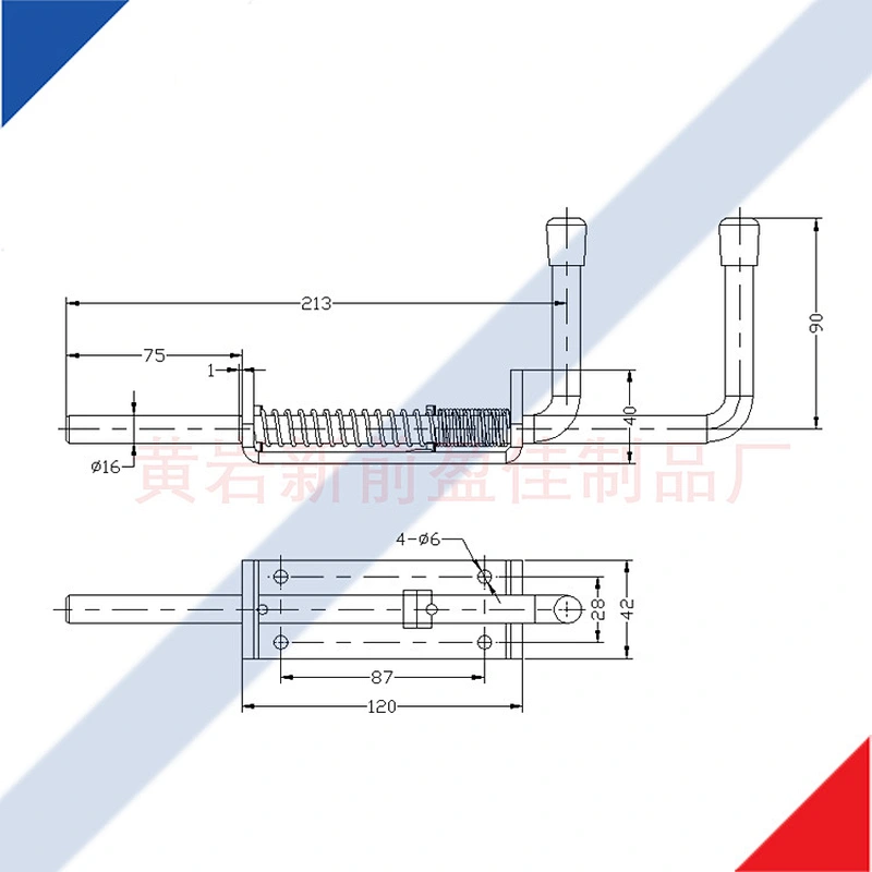 Trailer body heavy duty zinc plated spring bolt