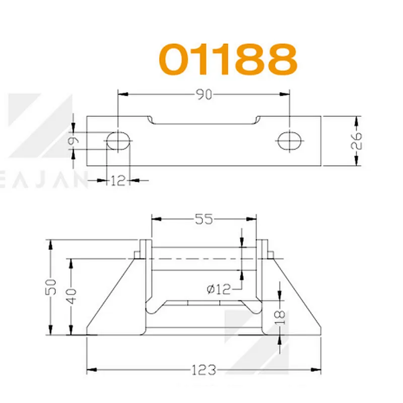 01188 Trailer van side rear door hinges